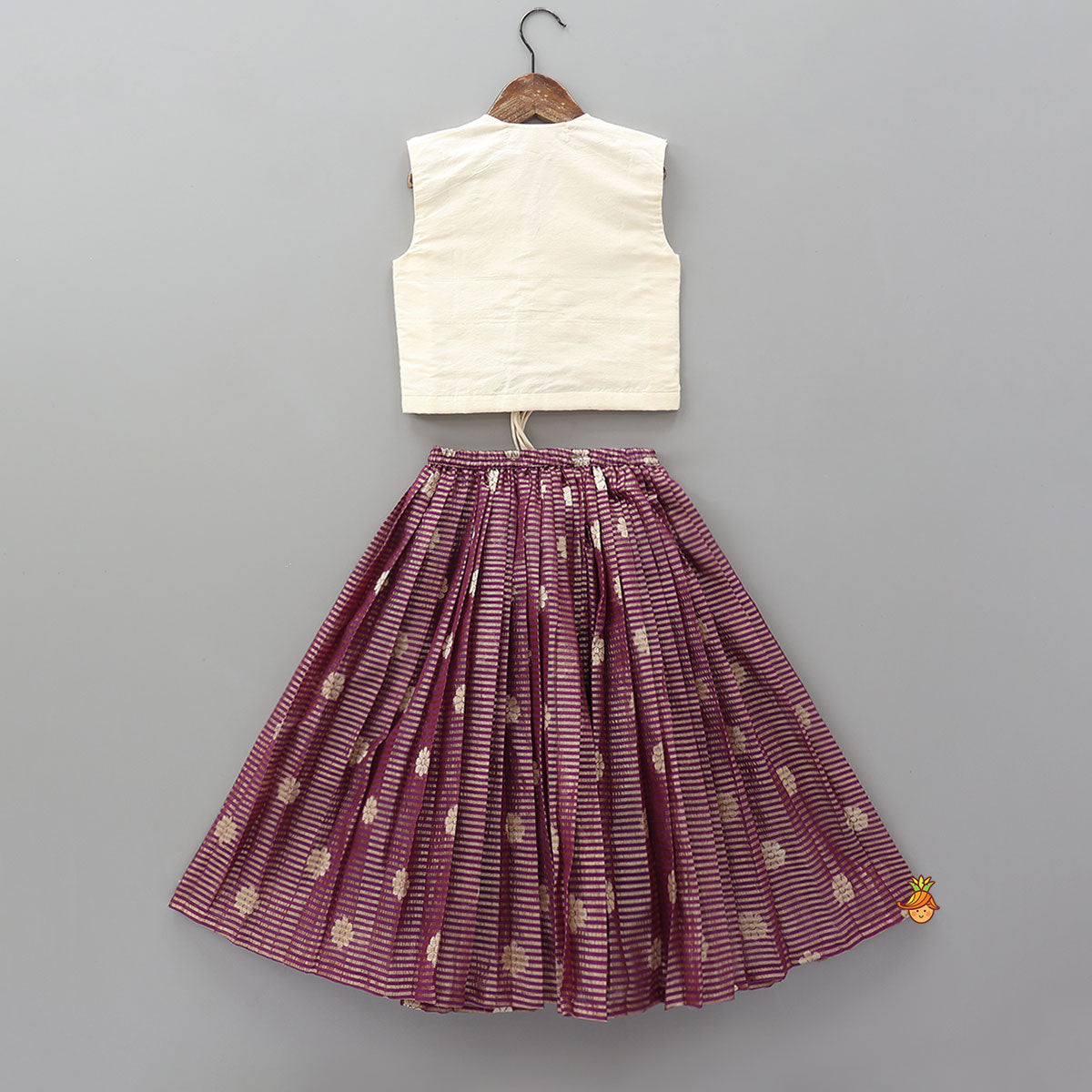 Front Tie-Knot Crop Top And Lehenga