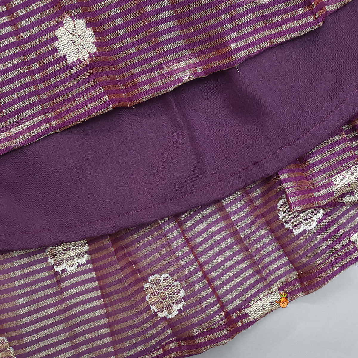 Front Tie-Knot Crop Top And Lehenga