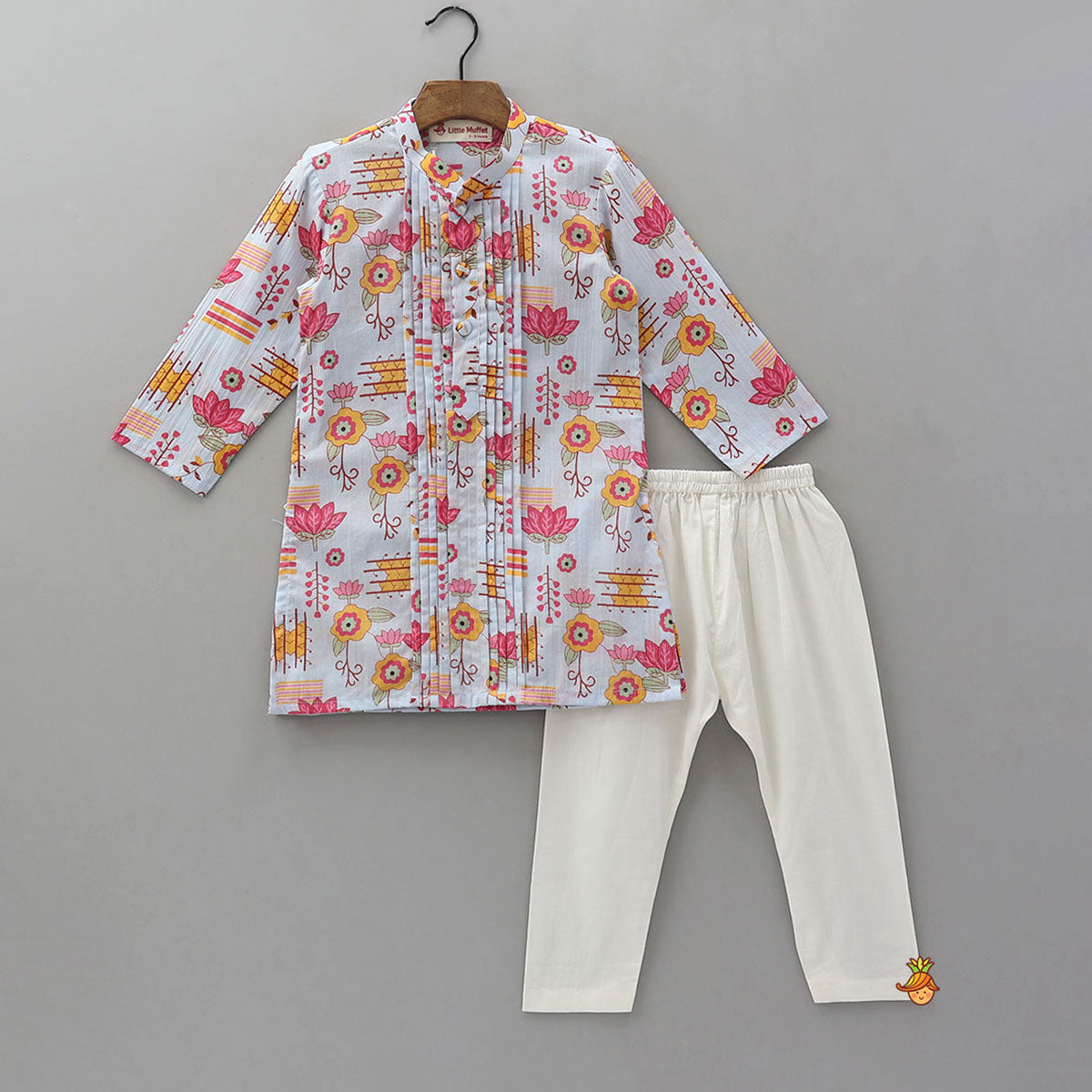 Printed Pin Tuck Kurta And Pyjama