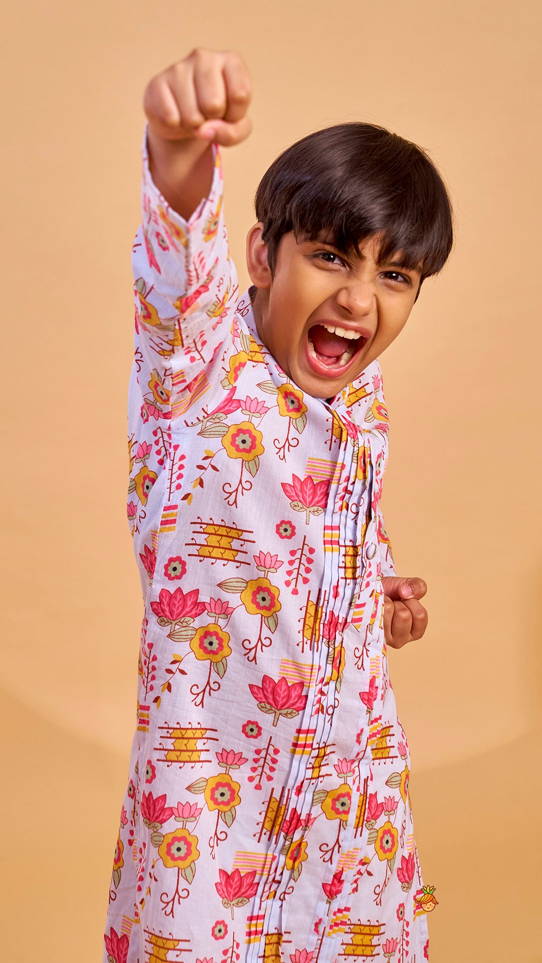 Printed Pin Tuck Kurta And Pyjama