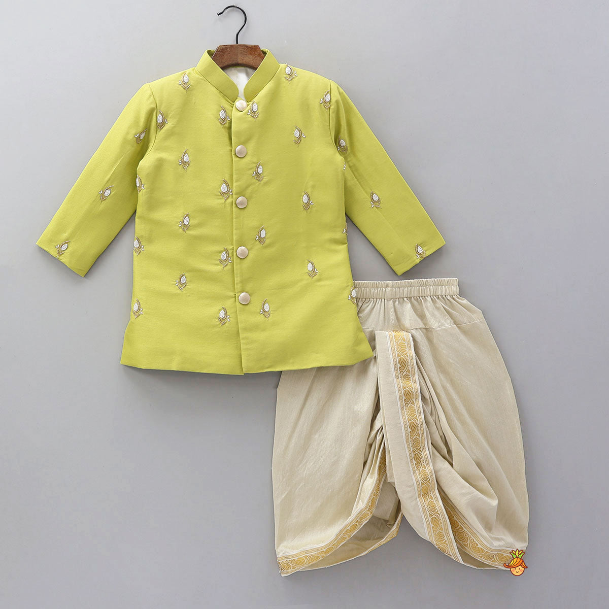 Hand Embroidered Sherwani And Dhoti