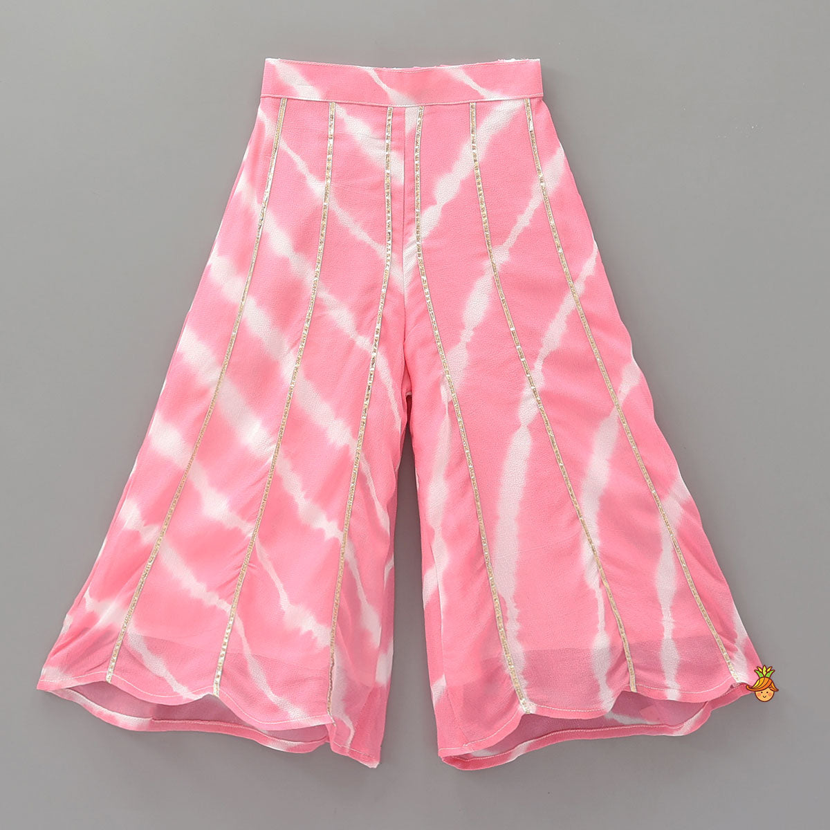 Tie Dye Wrap Style Crop Top With Palazzo And Dupatta