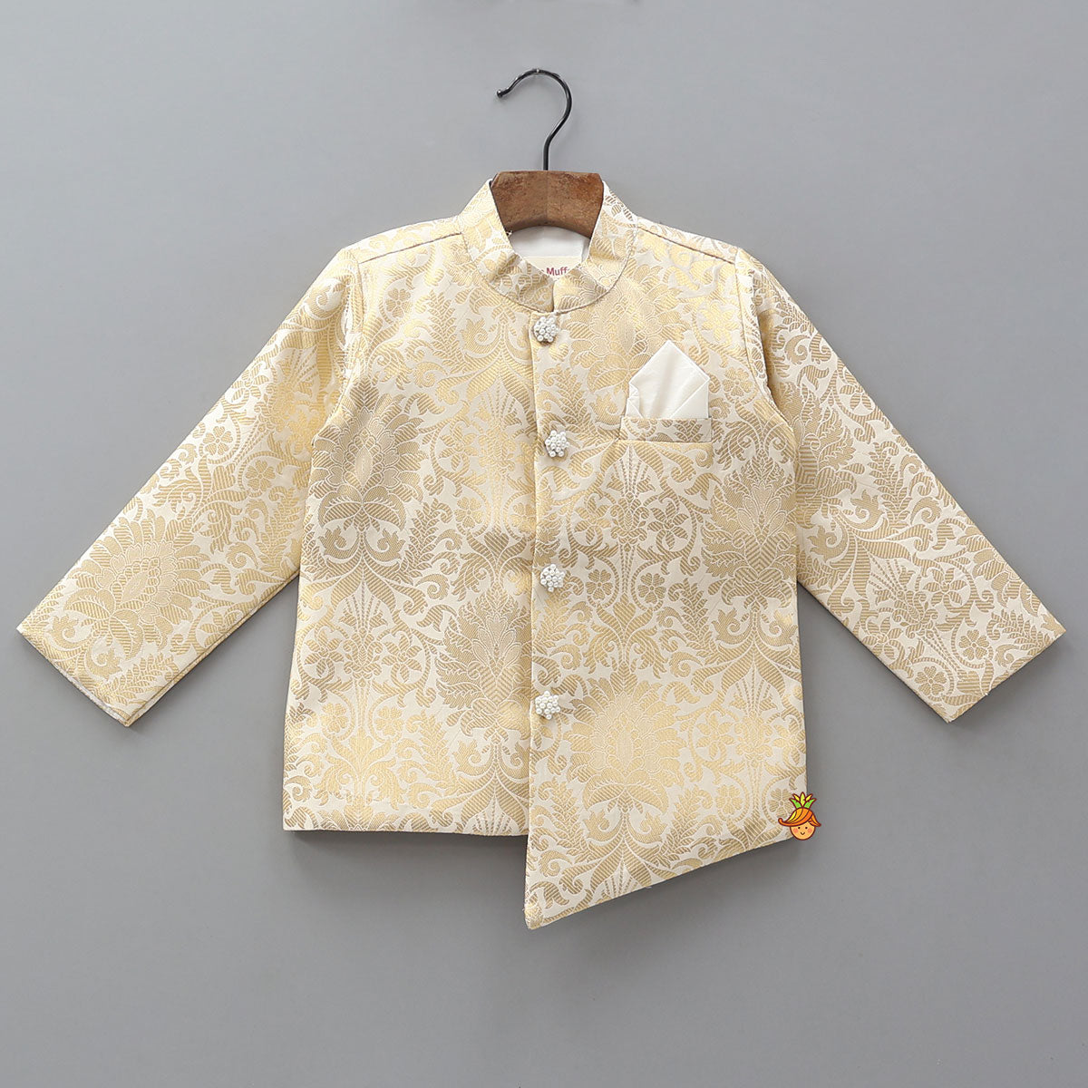 Brocade Asymmetric Sherwani And Dhoti
