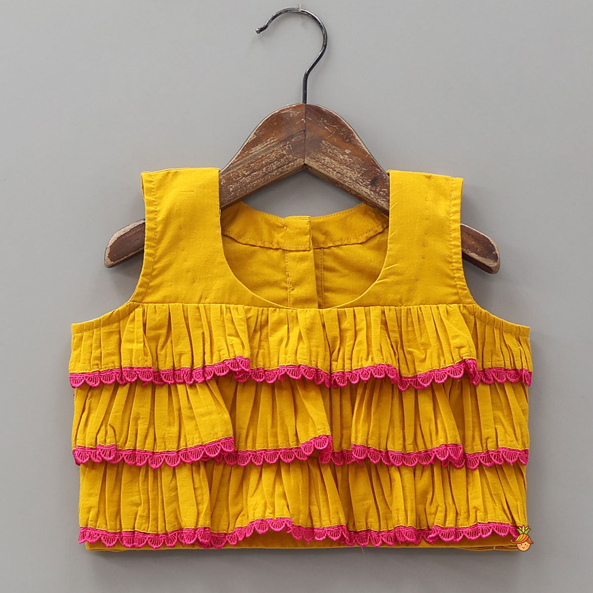 Stylish Tiered Ruffle Crop Top With Floral Print Lehenga