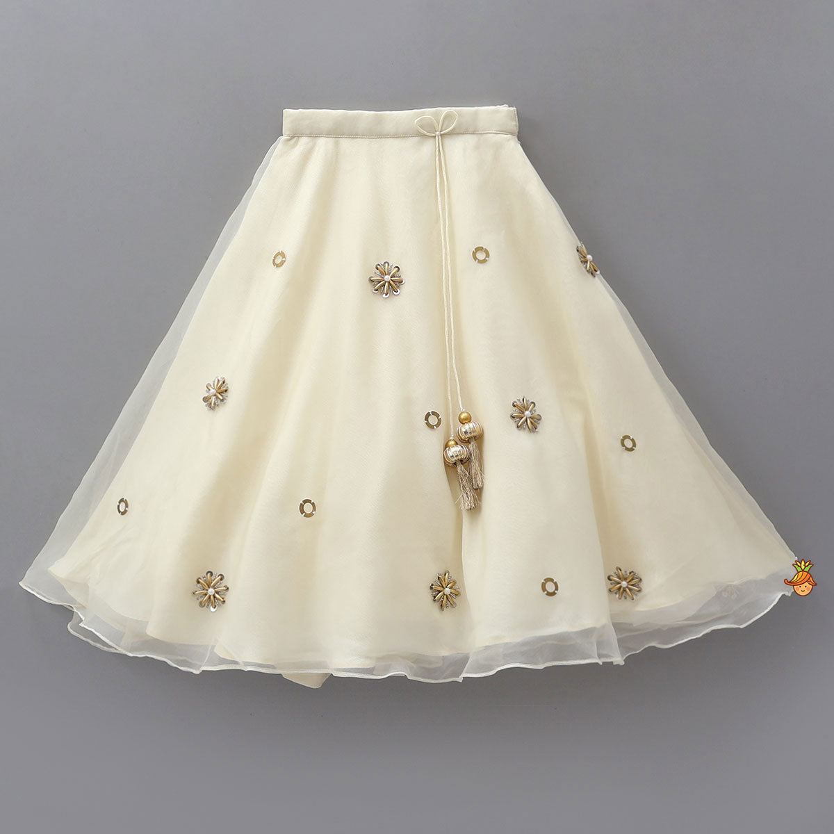 Pleated Armhole Crop Top And Lehenga With Net Dupatta