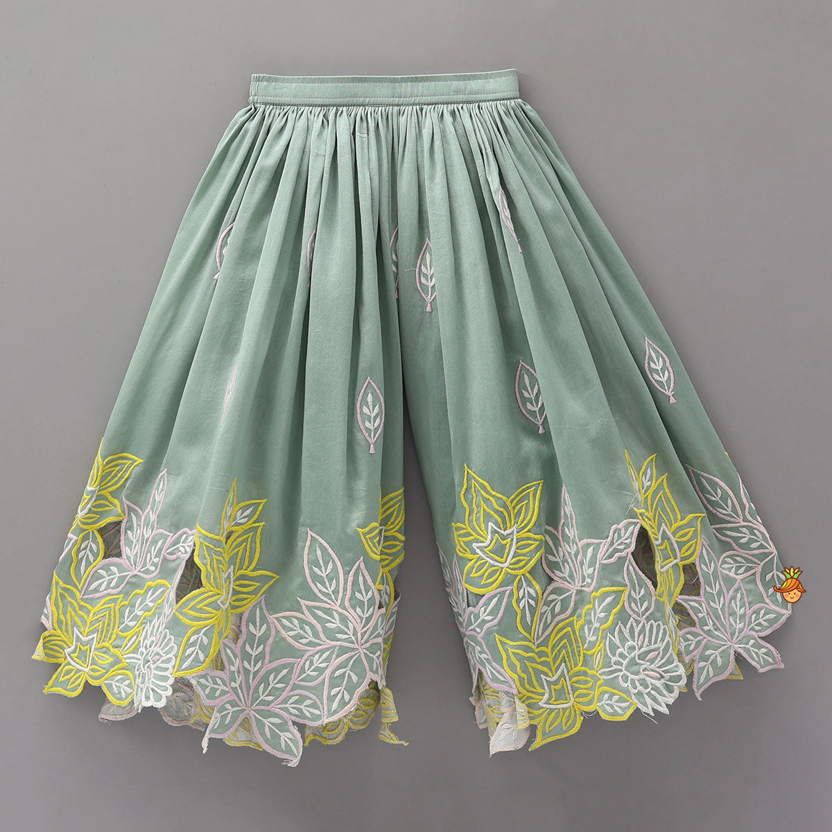 Jacket Style Front Knot Elegant Top And Cut-Work Palazzo