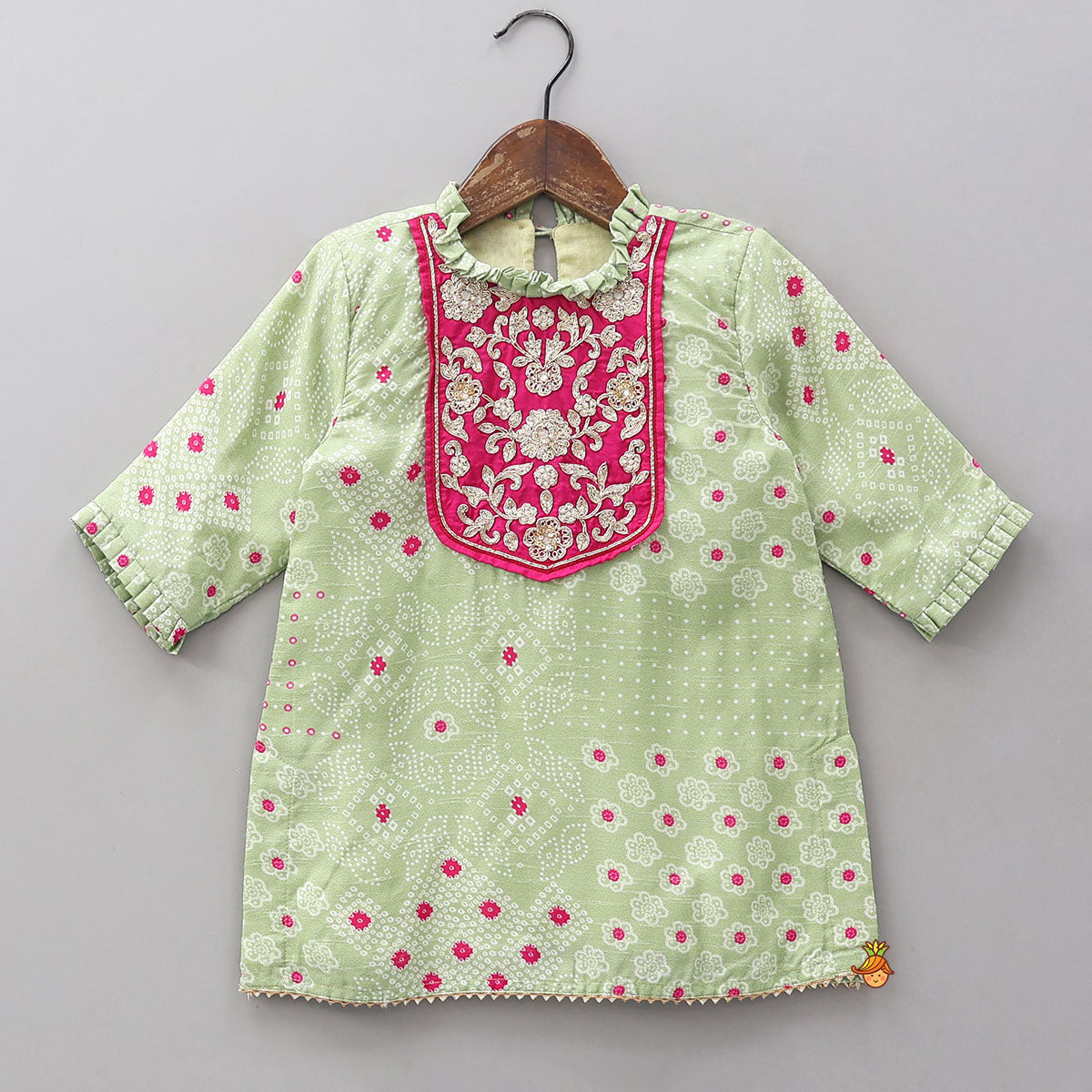 Contrasting Embroidered Yoke Kurti And Sharara