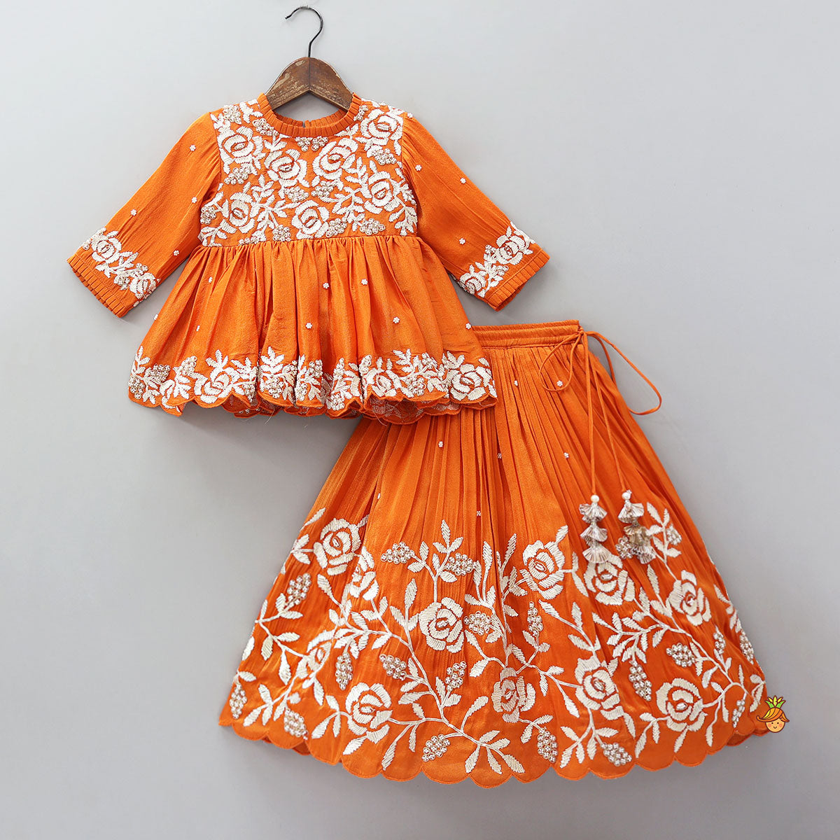 Gota Work Shimmery Kurti And Lehenga