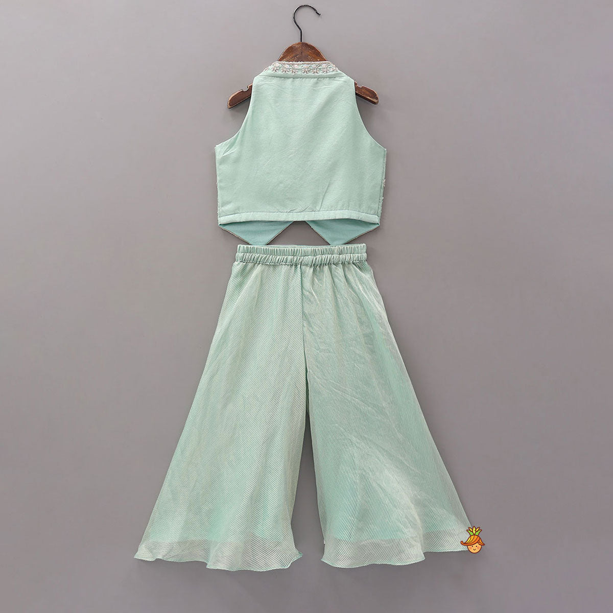 Stunning Embroidered Top And Shimmery Striped Palazzo