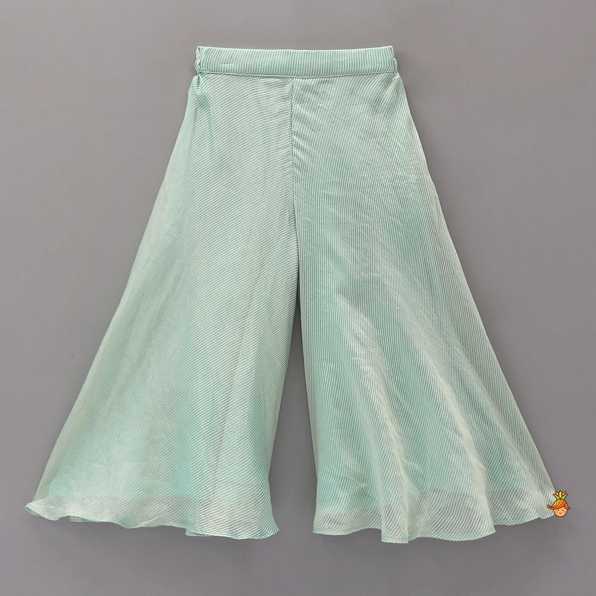 Stunning Embroidered Top And Shimmery Striped Palazzo