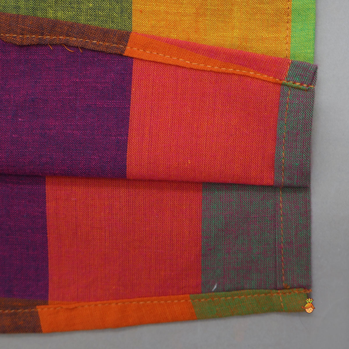 Side Panel Checkered Printed Kurta With Dhoti