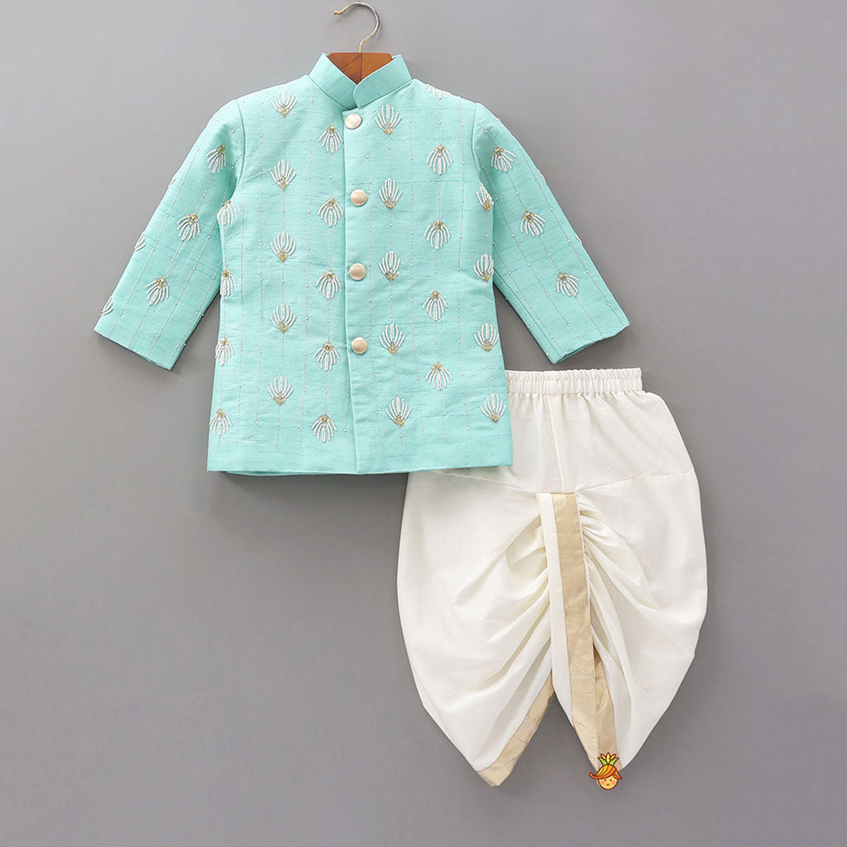 Beaded Hand-Embroidered Sherwani And Dhoti