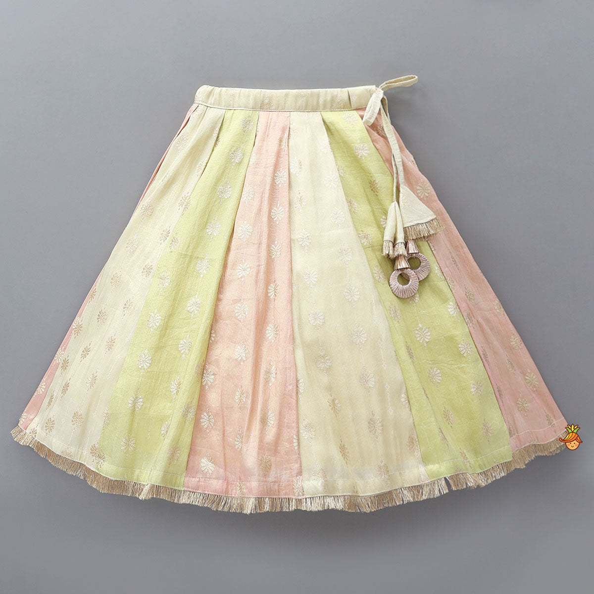 Potli Buttons Detail Shimmery Crop Top And Lehenga With Dupatta