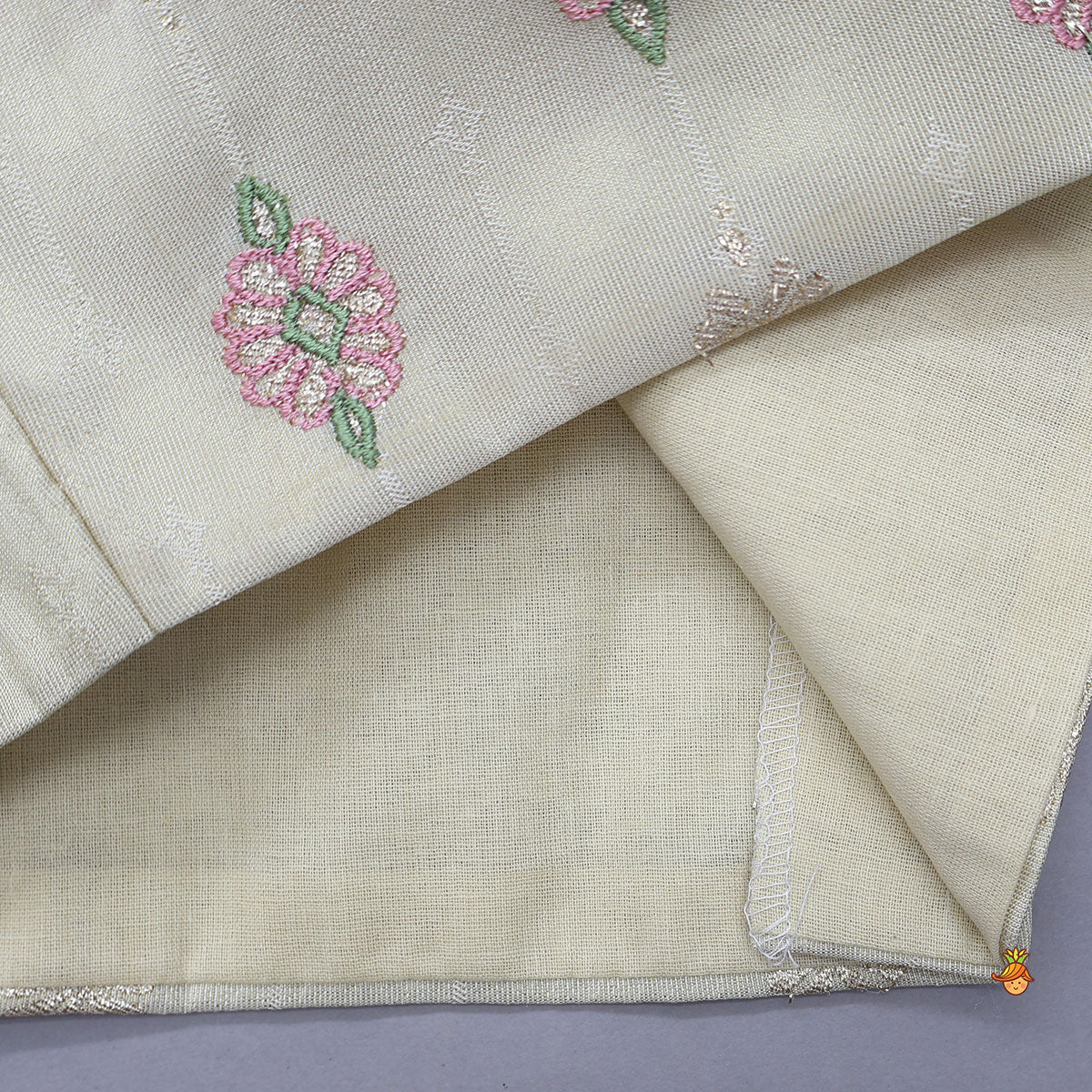 Potli Buttons Detail Shimmery Crop Top And Lehenga With Dupatta