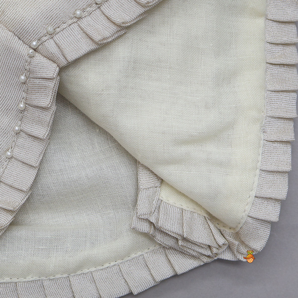 Faux Mirror Hand Work Shimmery Crop Top And Scalloped Lehenga With Matching Dupatta