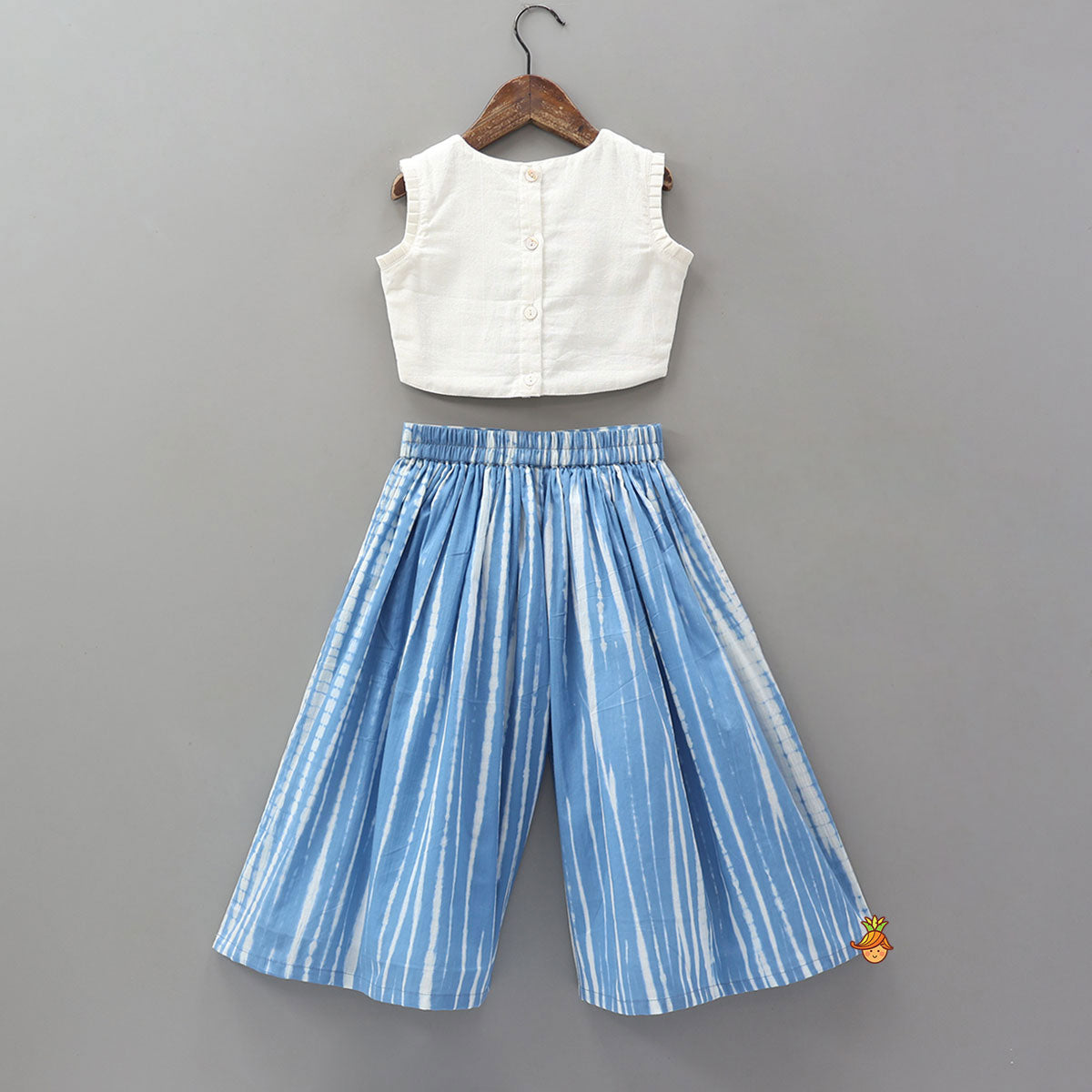 Beautiful Thread Embroidered Crop Top And Shibori Printed Palazzo