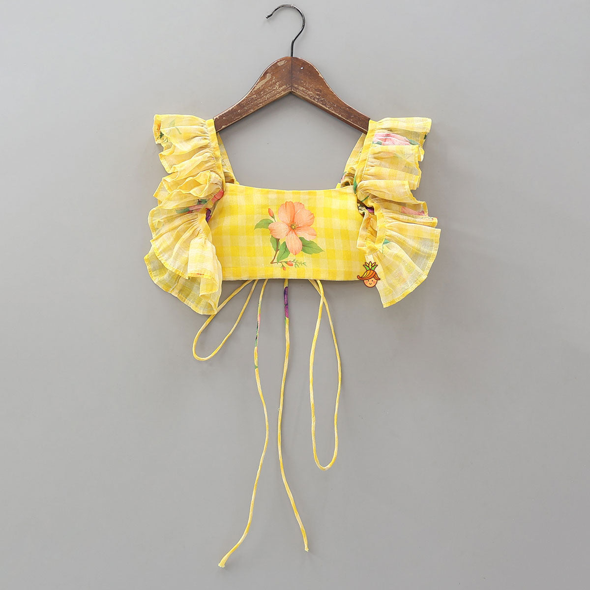 Floral Printed Criss Cross Knot Detail Crop Top And High Low Skirt With Hairband