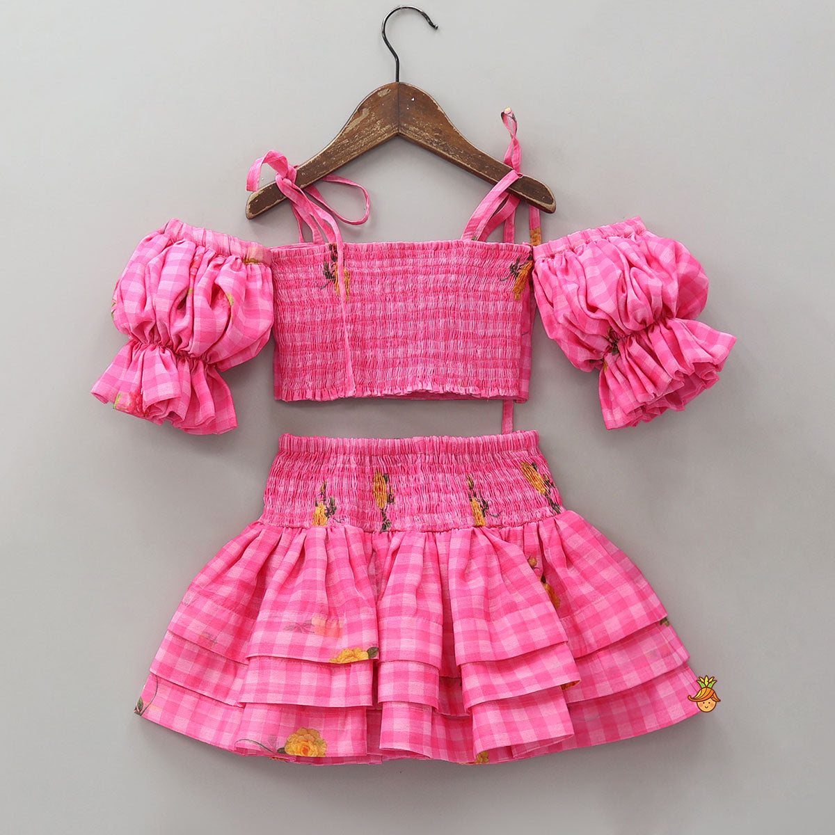 Smocked Back Crop Top With Elasticated Skirt And Matching Head Band