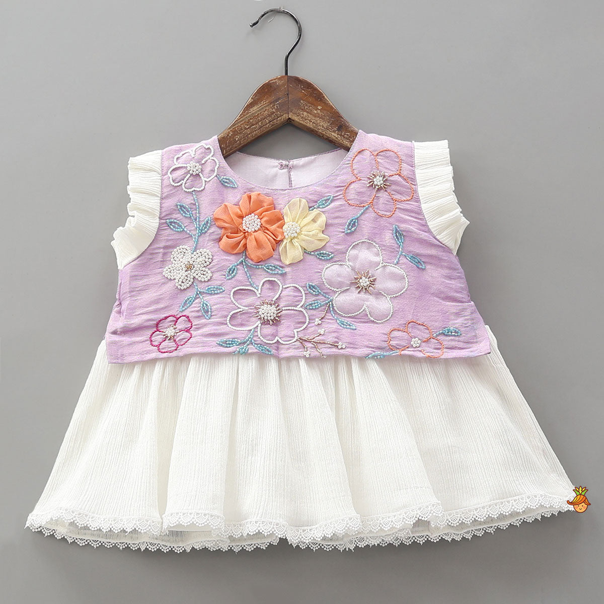 3D Fabric Flowers Hand Embroidered Shimmery Top And Palazzo