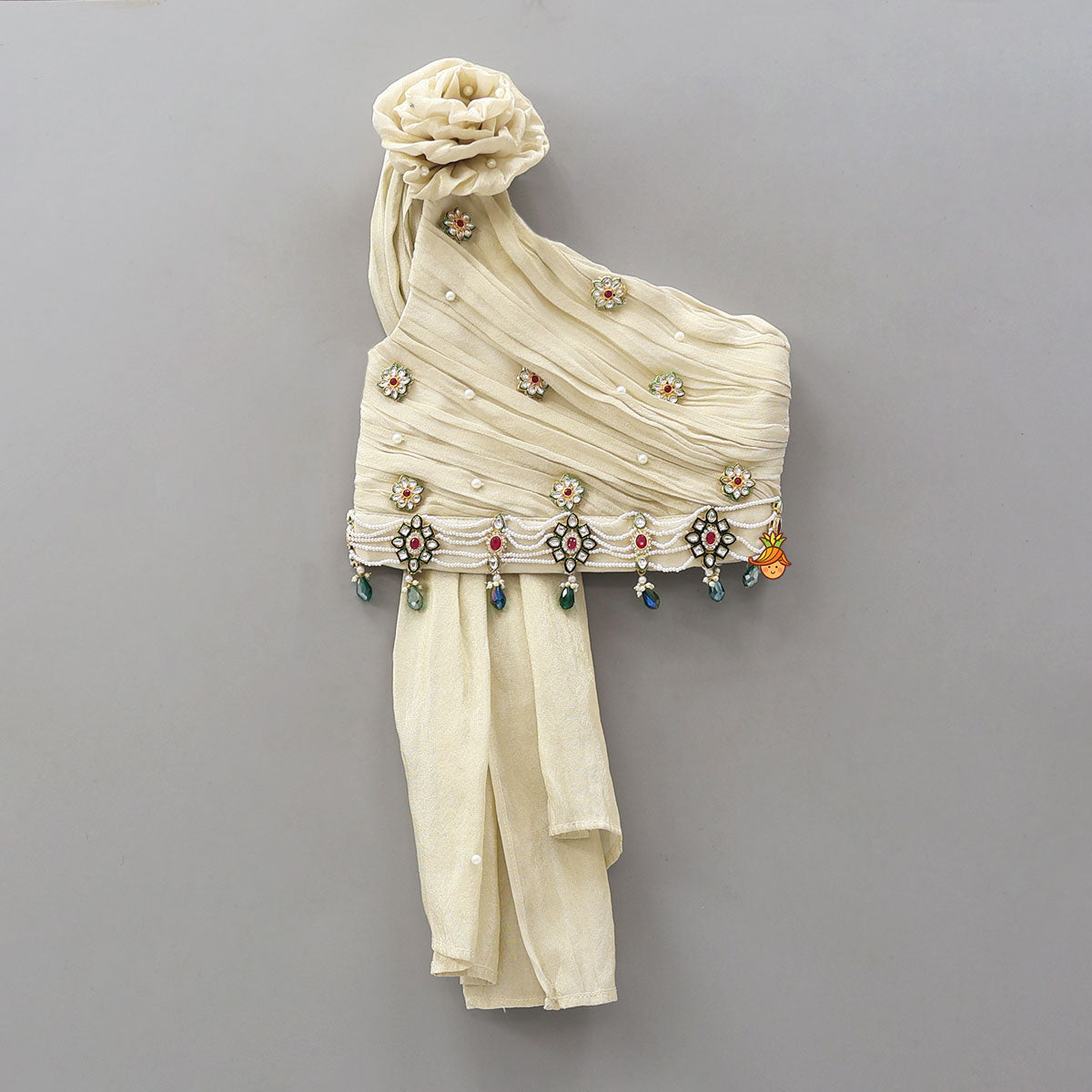 Gorgeous One Shoulder Shimmery Crop Top And Skirt Style Layered Lehenga