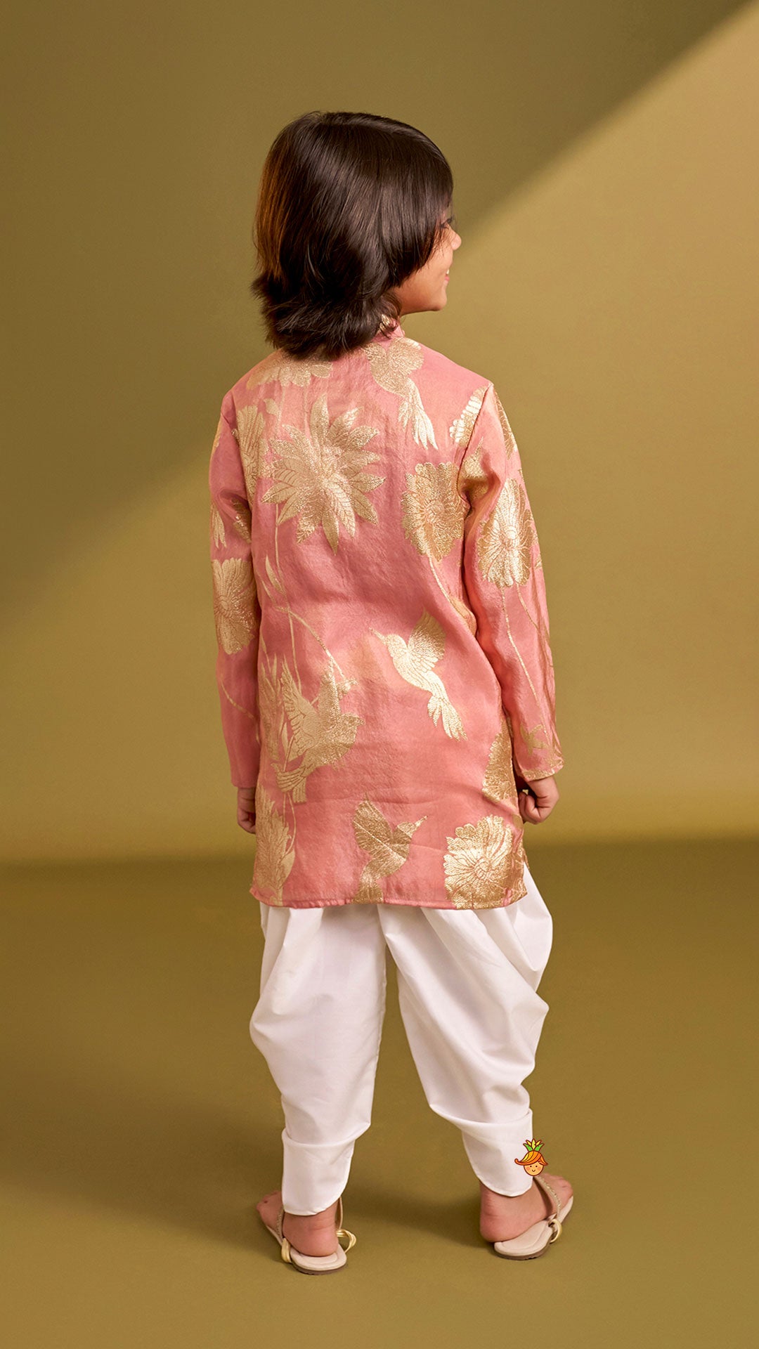 Bird Motif Detailed Shimmery Kurta And Dhoti