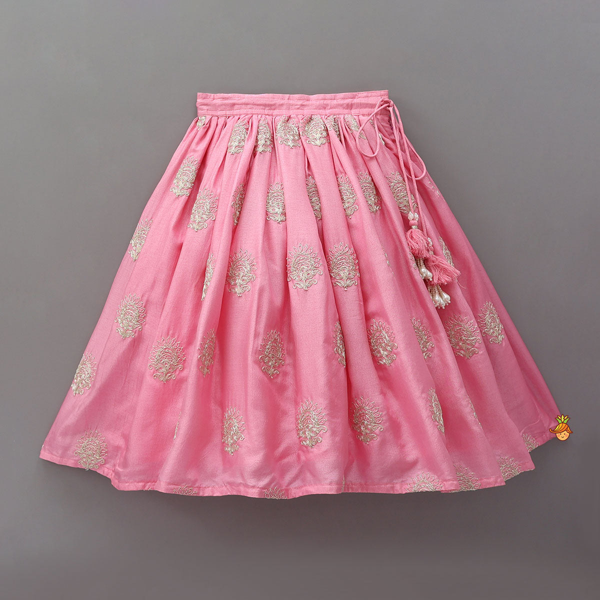 Hand Embroidered Strappy Top And Lehenga With Dupatta