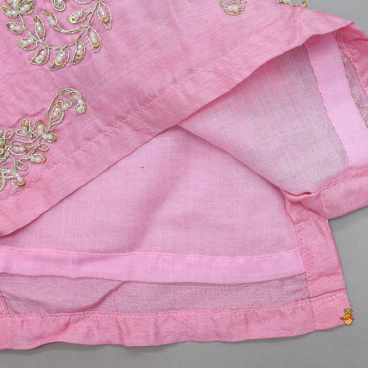 Hand Embroidered Strappy Top And Lehenga With Dupatta