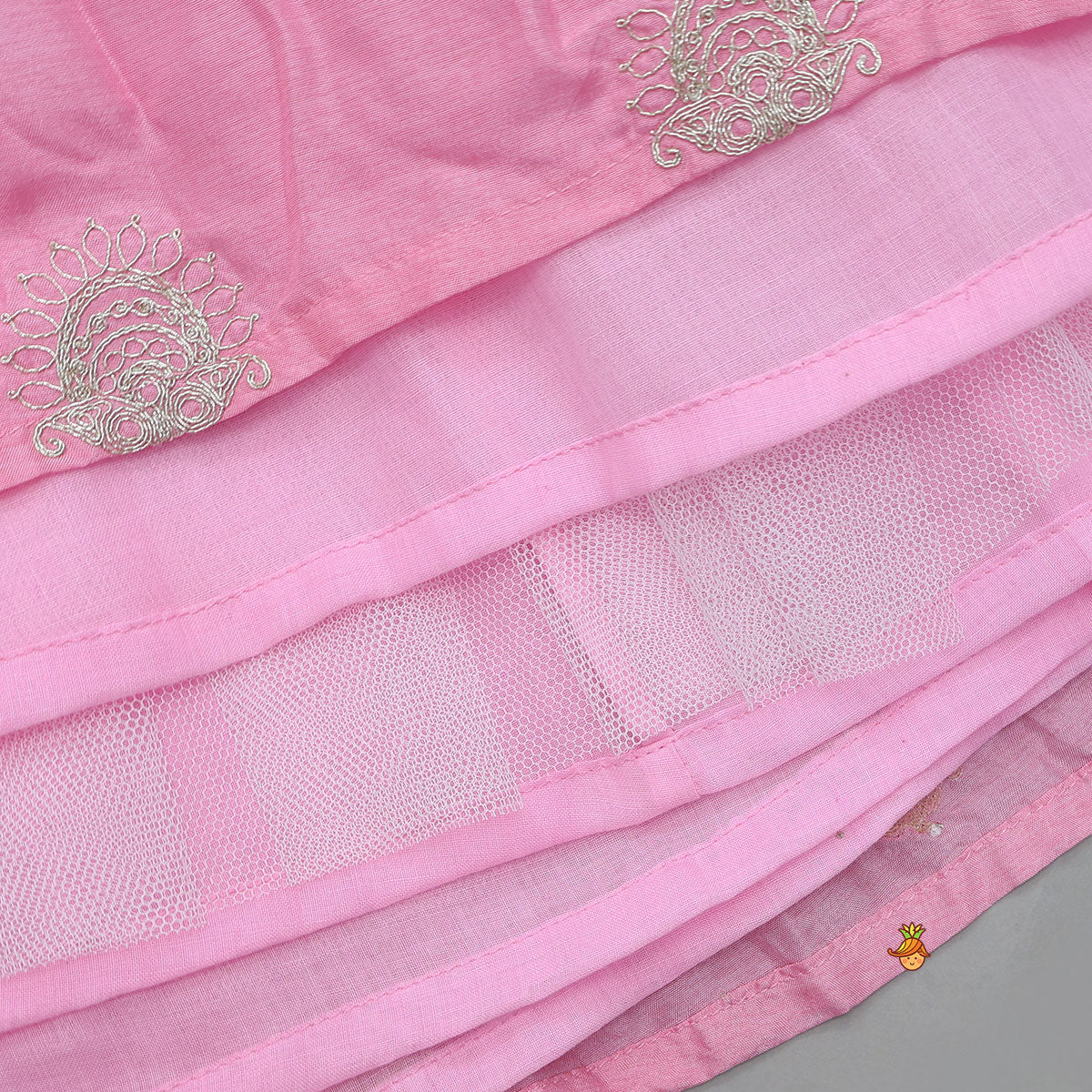 Hand Embroidered Strappy Top And Lehenga With Dupatta