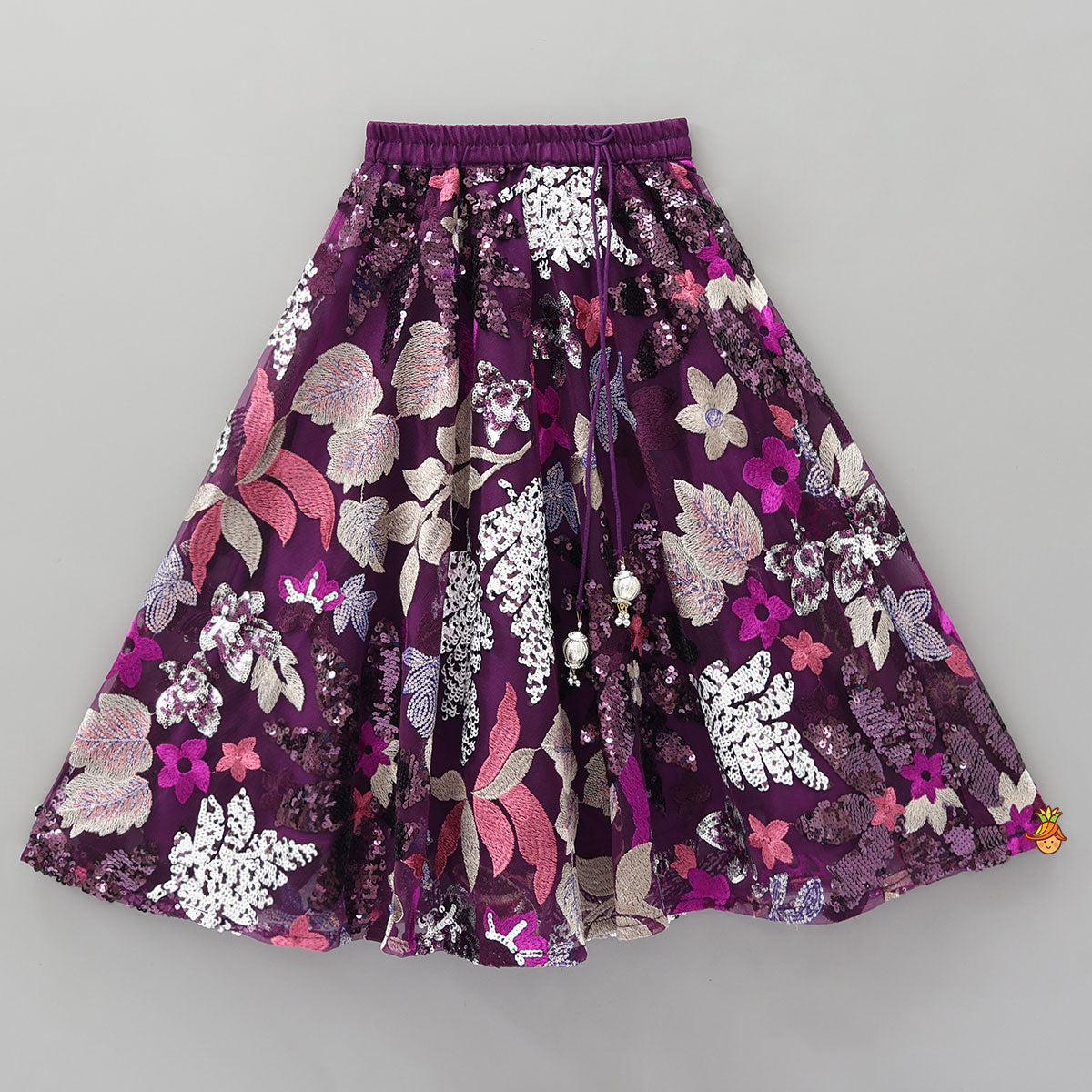 Floral Sequins Embroidered Halter Crop Top And Flared Lehenga With Dupatta