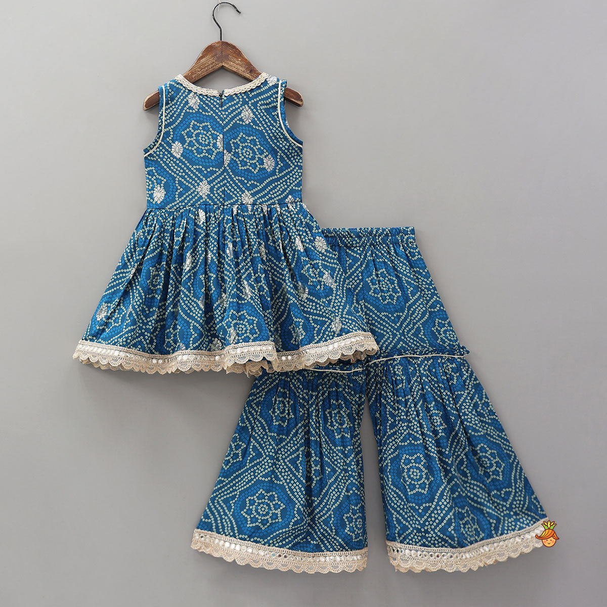 Elegant Bandhani Printed Ethnic Kurti With Sharara And Matching Dupatta