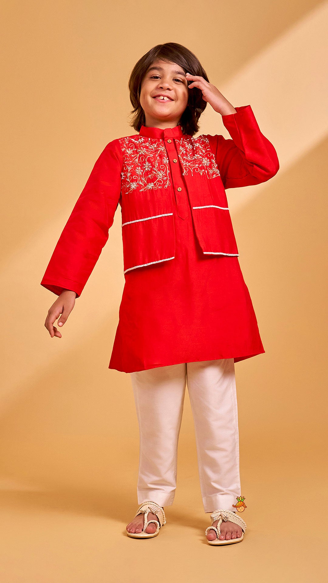 Hand Embroidered And Bead Embellished Kurta And Pyjama Set