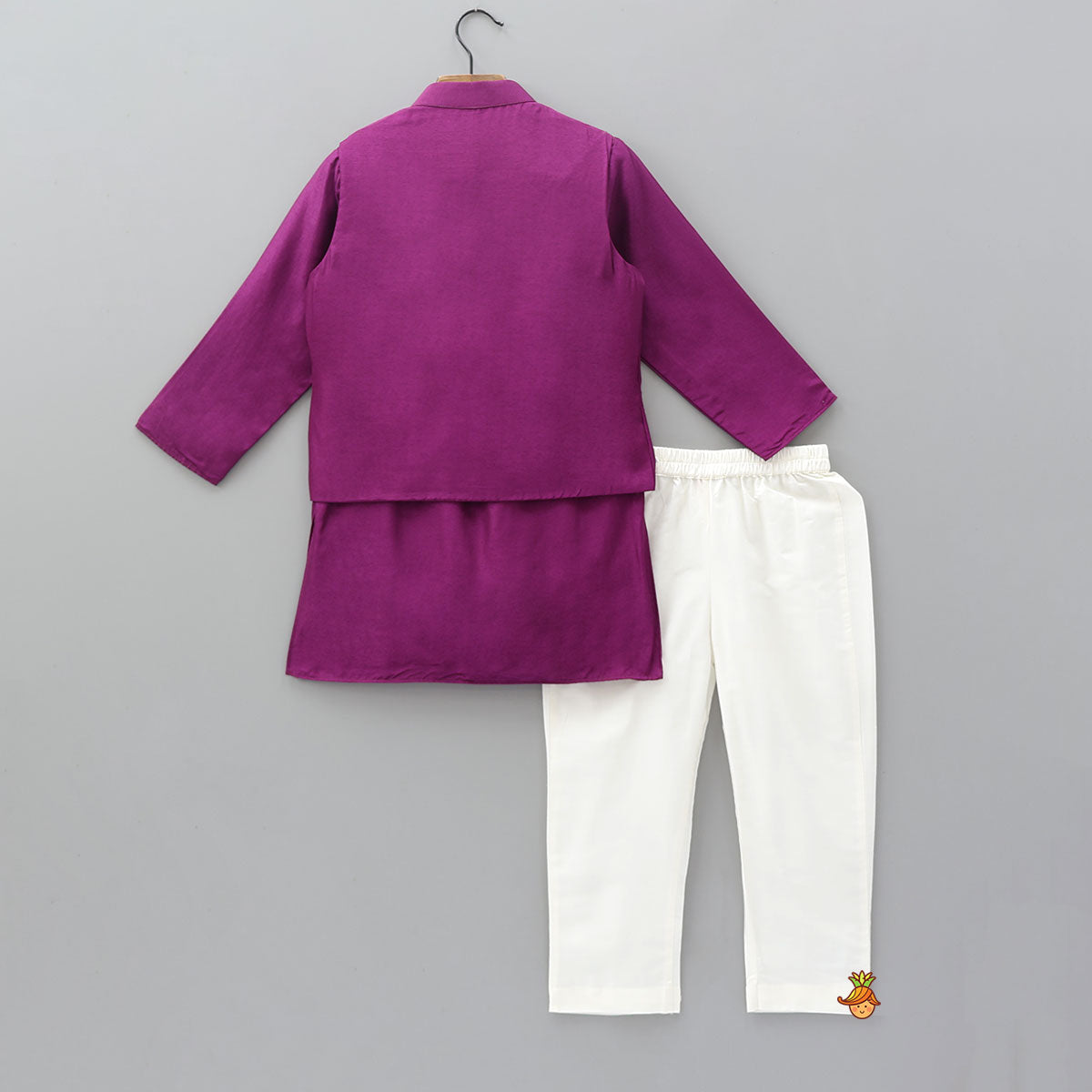 Ethnic Kurta With Hand Embroidered Jacket And Pyjama