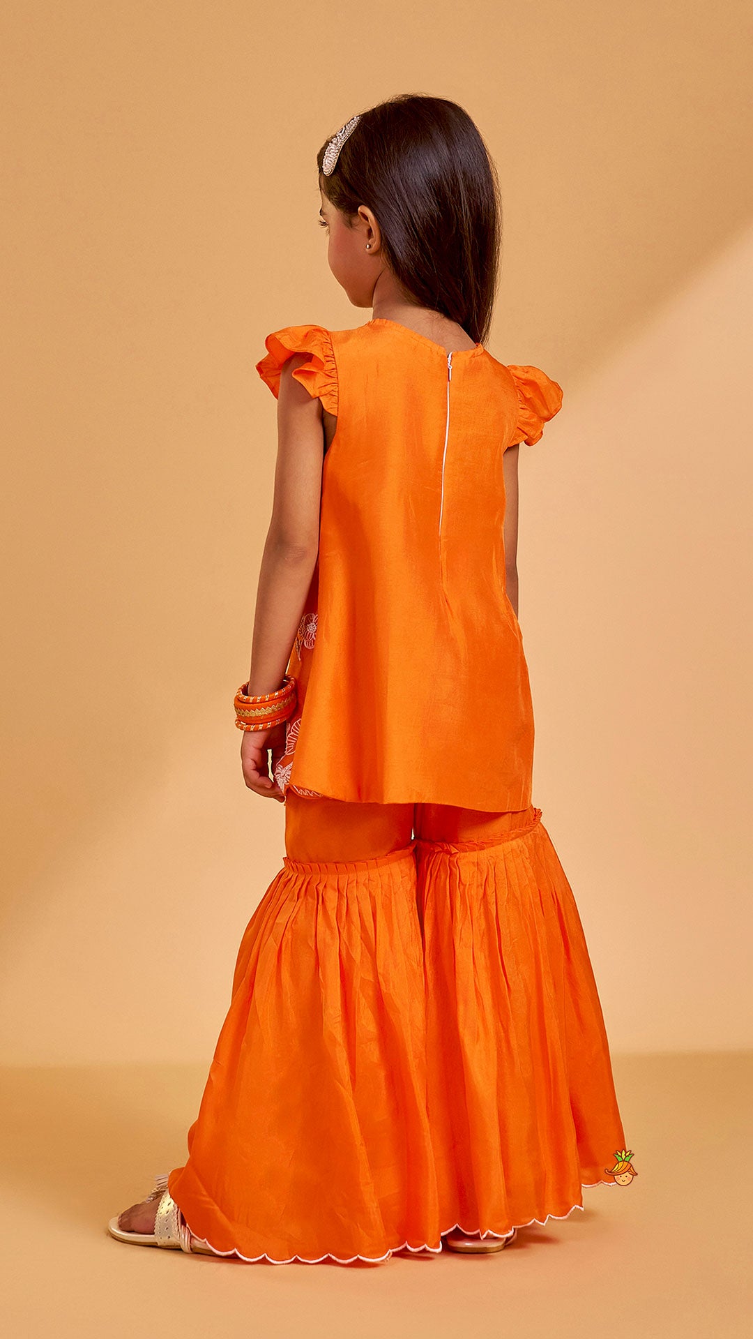 Floral Embroidered Kurti With Sharara And Dupatta