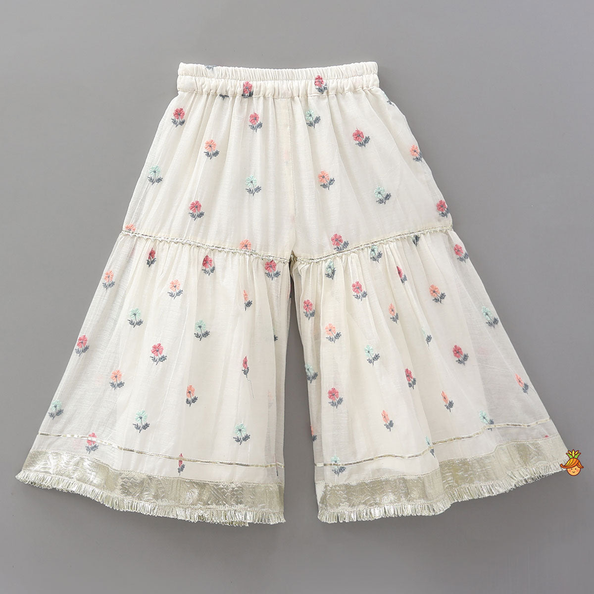 Thread Embroidered Kurti With Matching Sharara And Dupatta