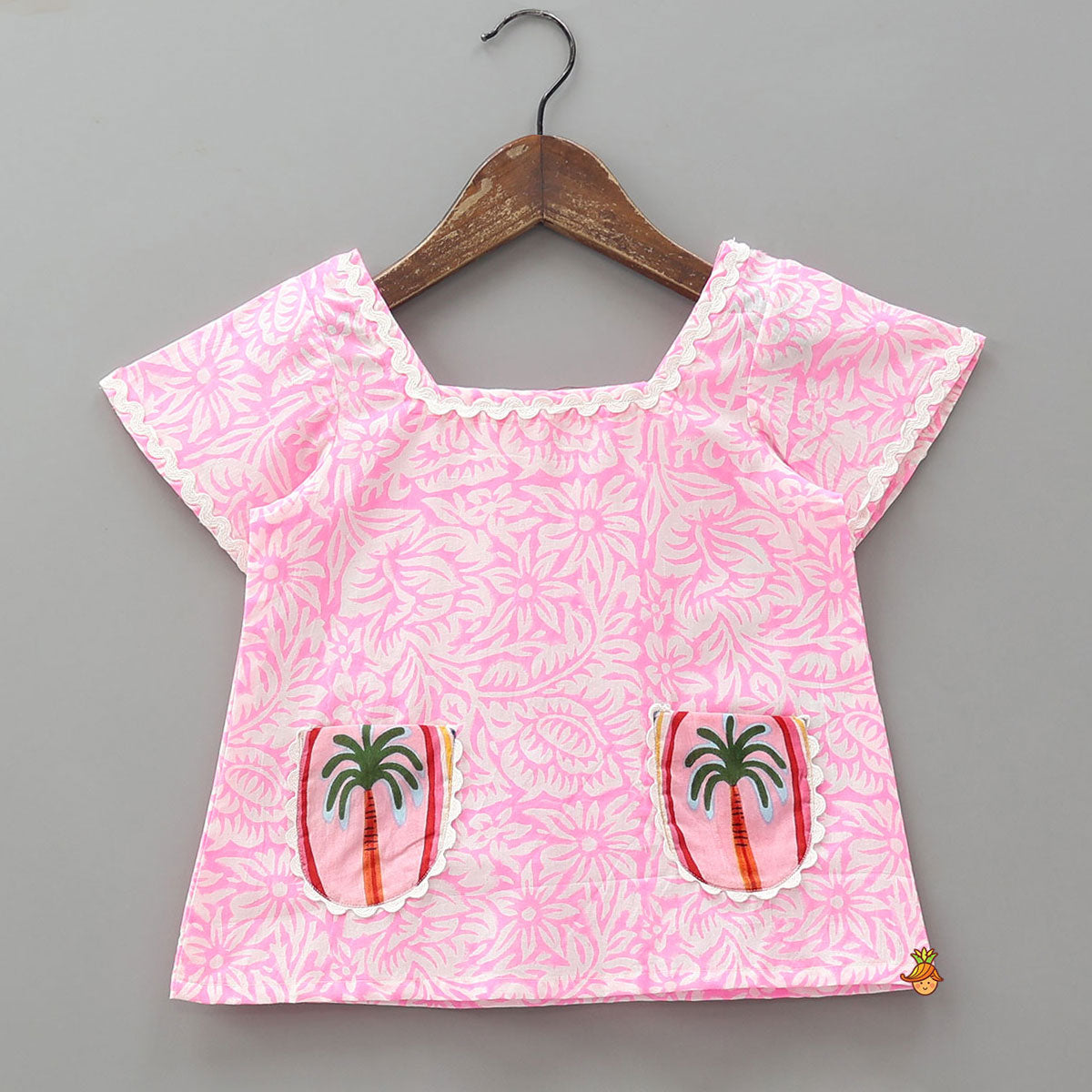Hand Block Printed Tropical Design Top And Shorts