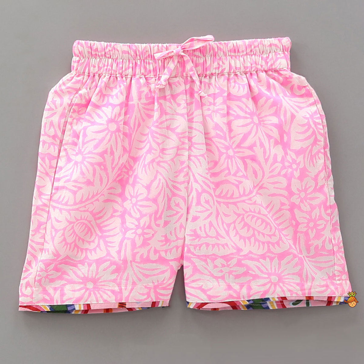 Hand Block Printed Tropical Design Top And Shorts