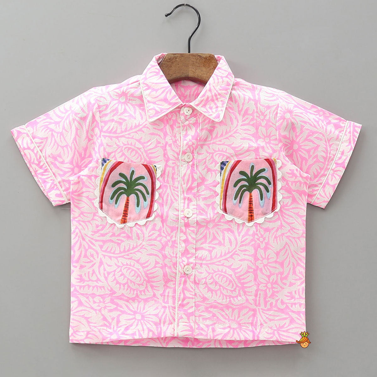 Hand Block Printed Tropical Shirt And Shorts