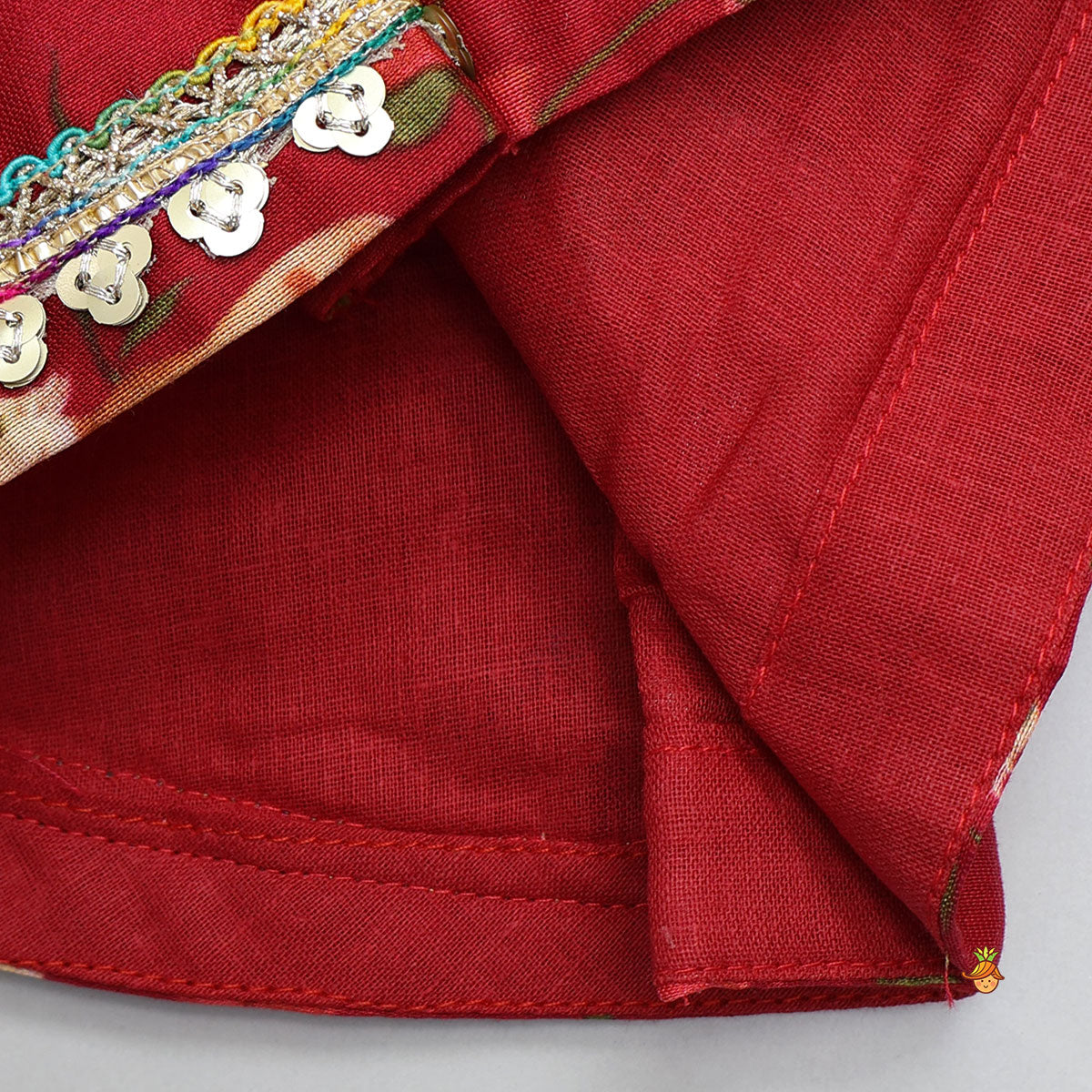 Ethnic Print Halter Neck Crop Top With Flared Lehenga