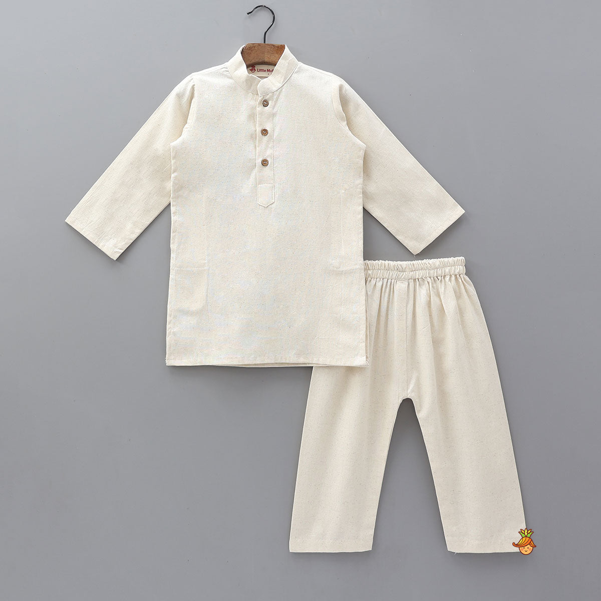 Elegant Kurta With Floral Applique Jacket And Pyjama