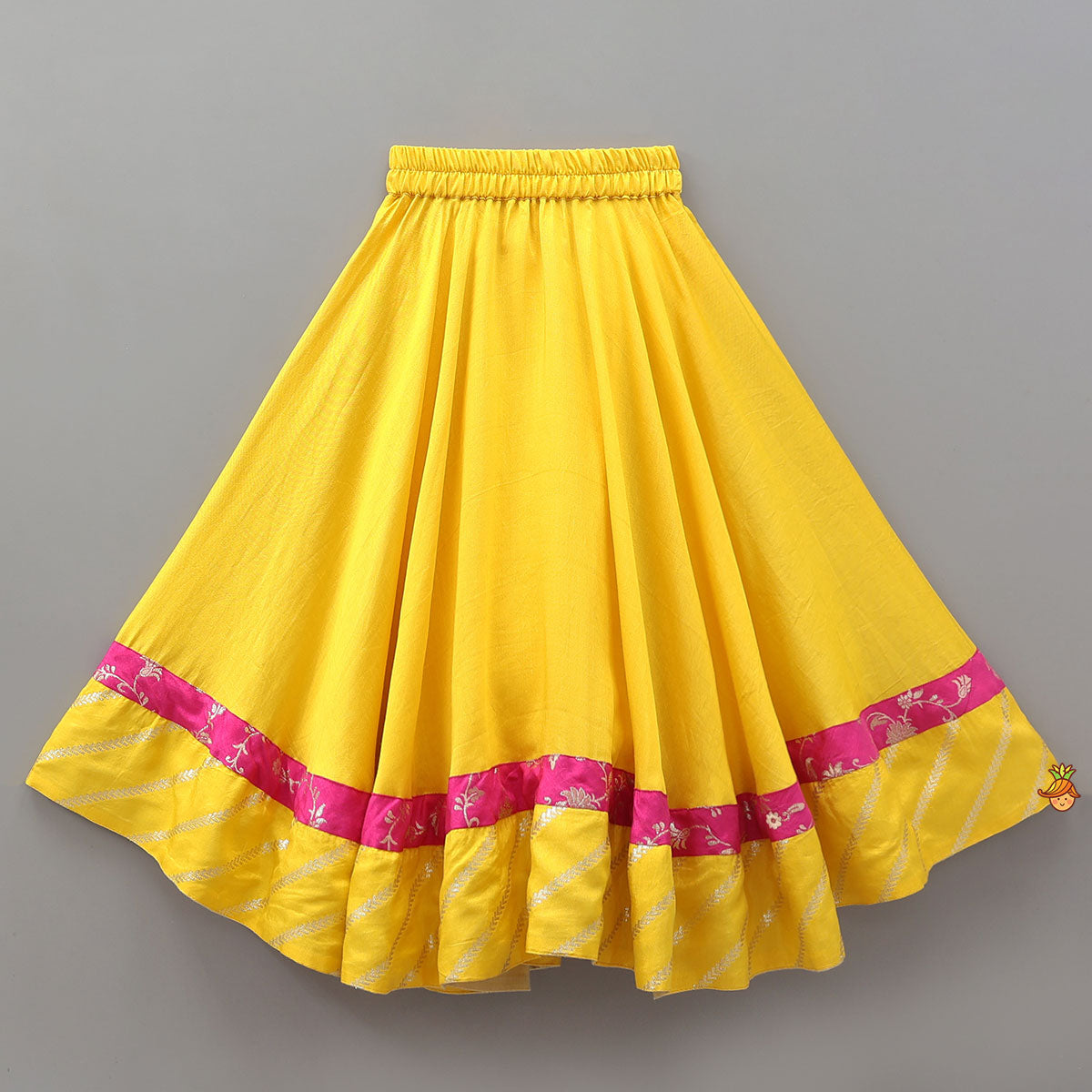 Crop Top And Contrasting Flared Lehenga With Dupatta