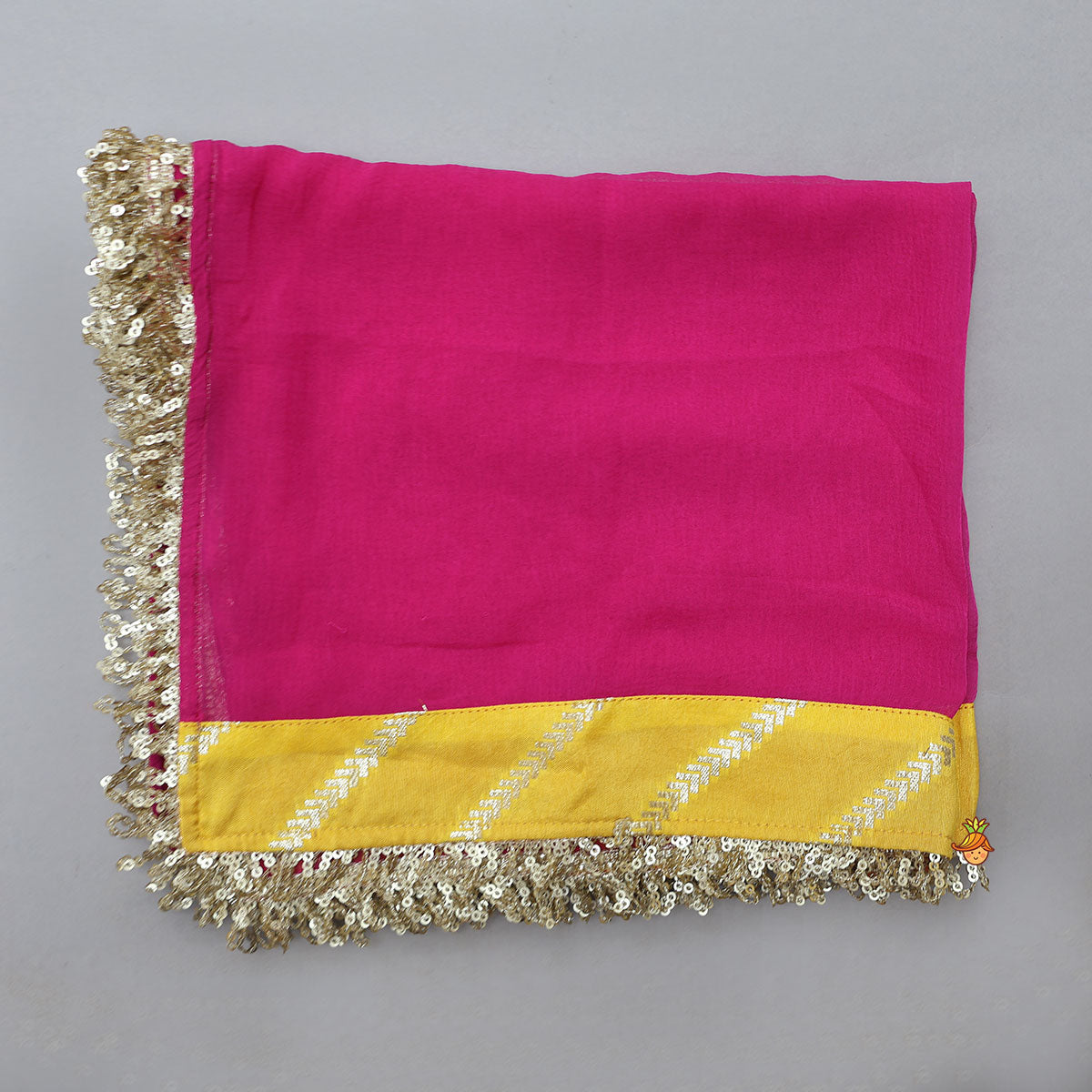 Crop Top And Contrasting Flared Lehenga With Dupatta