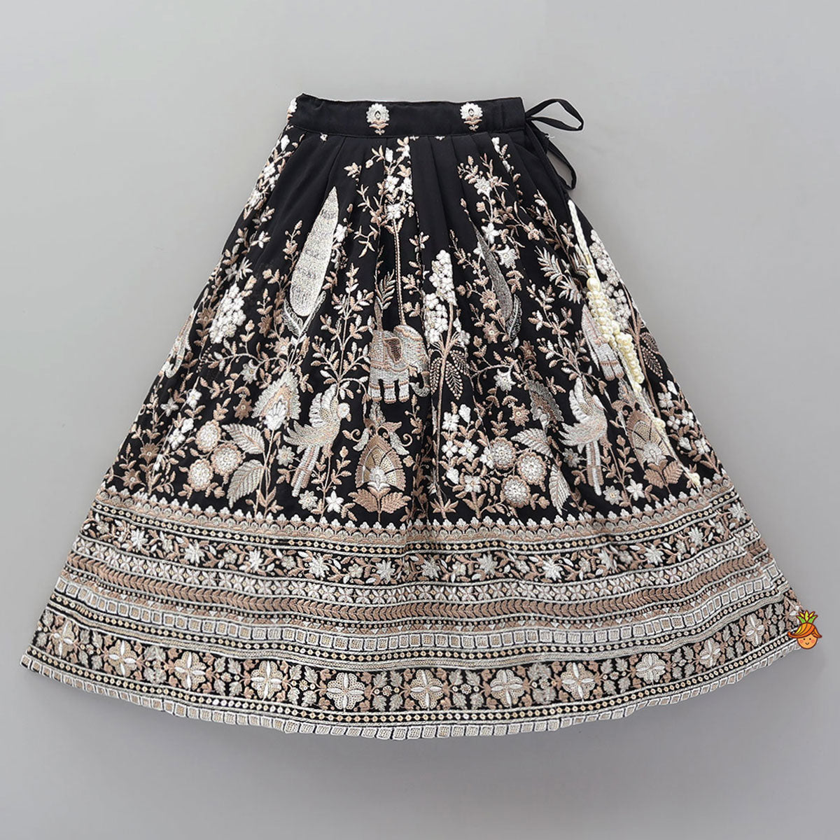 Crop Top And Heavy Thread Embroidered Lehenga With Organza Dupatta