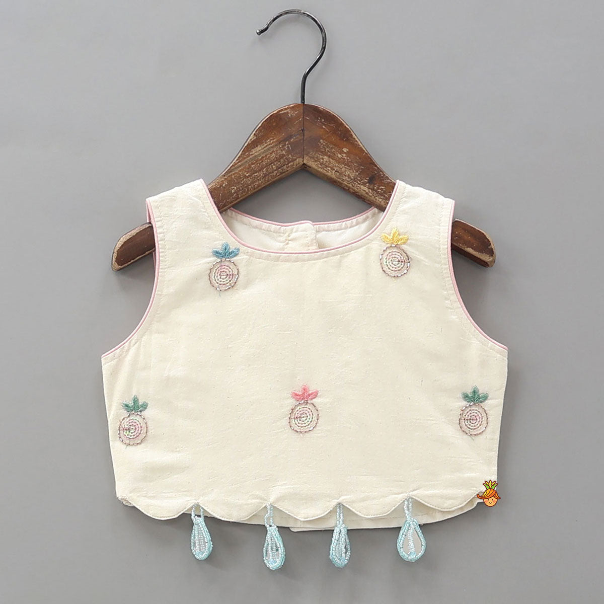 Scalloped Designed Crop Top With Lehenga