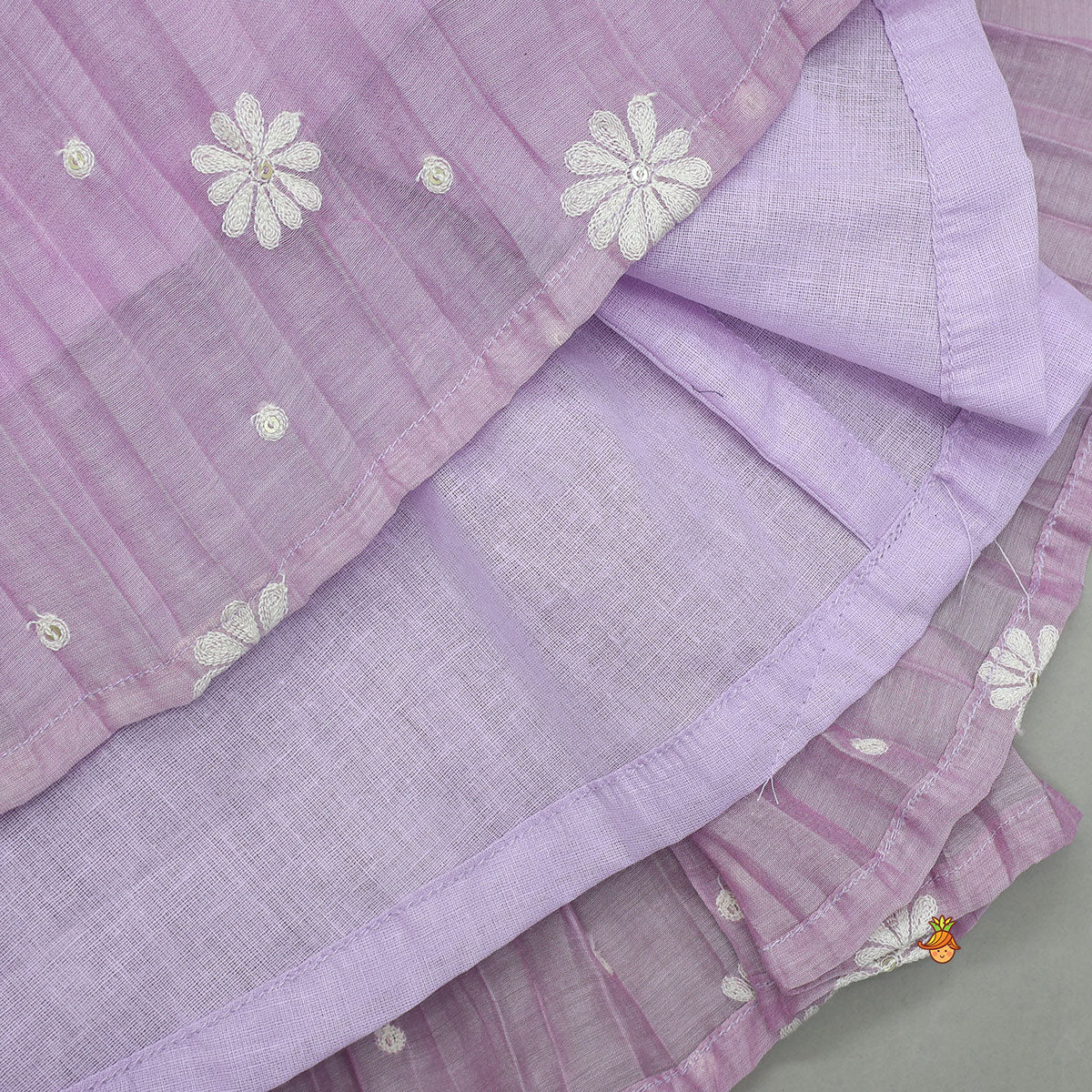 One Shoulder Floral Thread Embroidered Crop Top And Lehenga