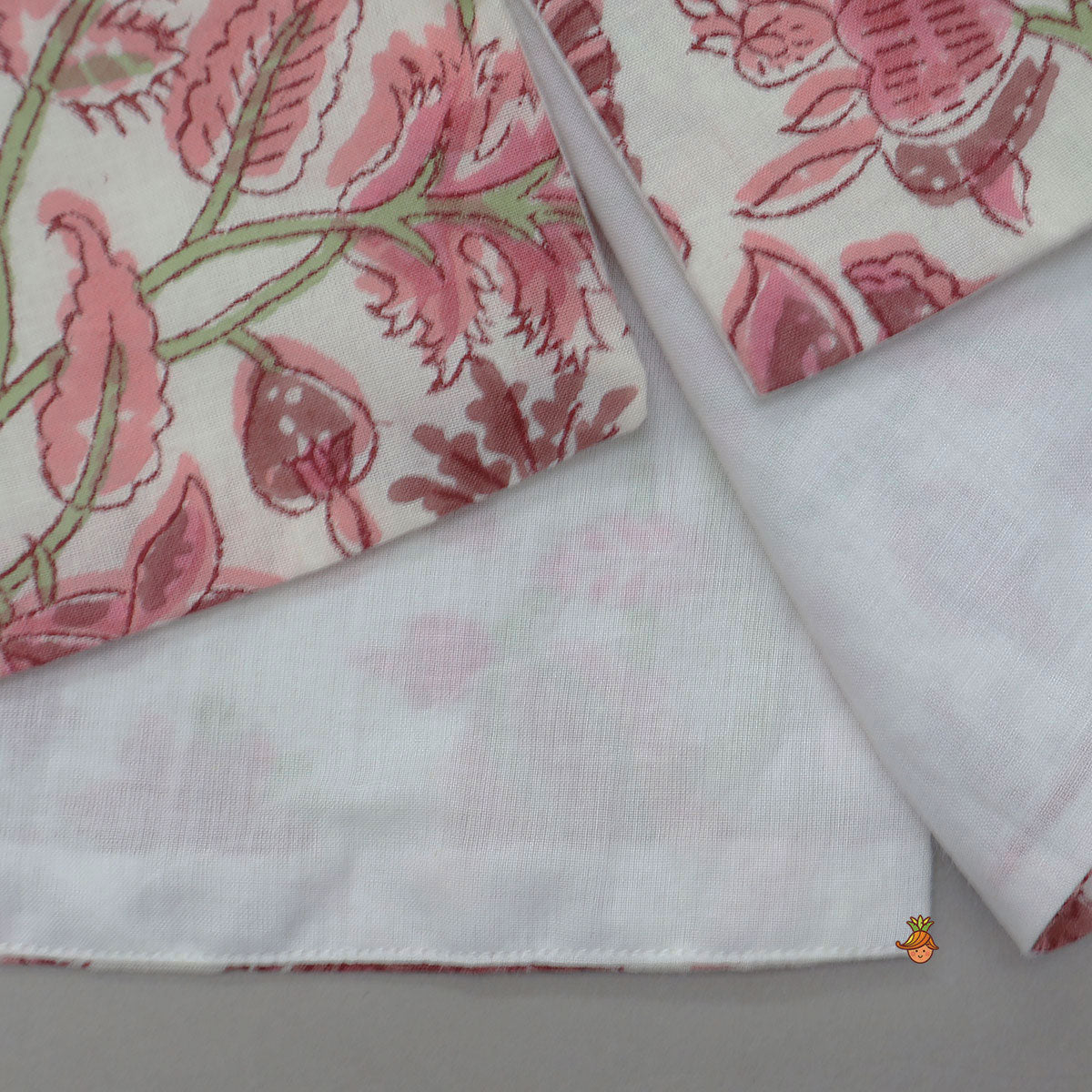 Floral Printed Kurta And Matching Jacket With Lurex Striped Dhoti