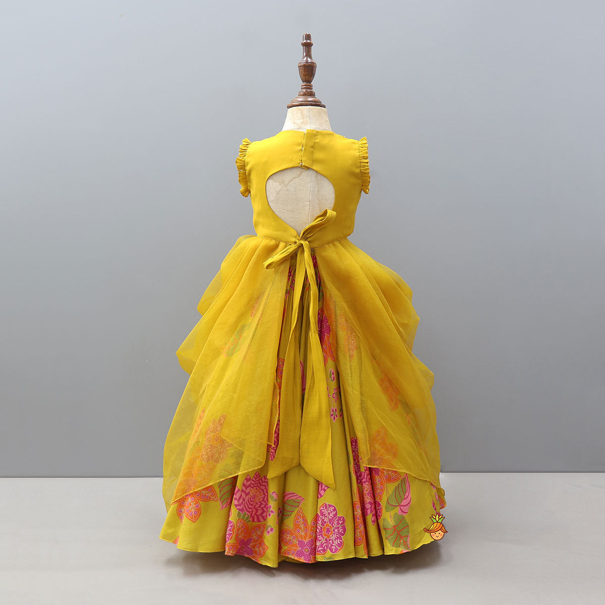 Stylish Pleated Drape Top And Printed Lehenga