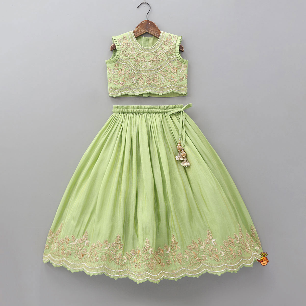 Exquisite Threadwork And Sequin Embroidered Top With Lehenga And Dupatta
