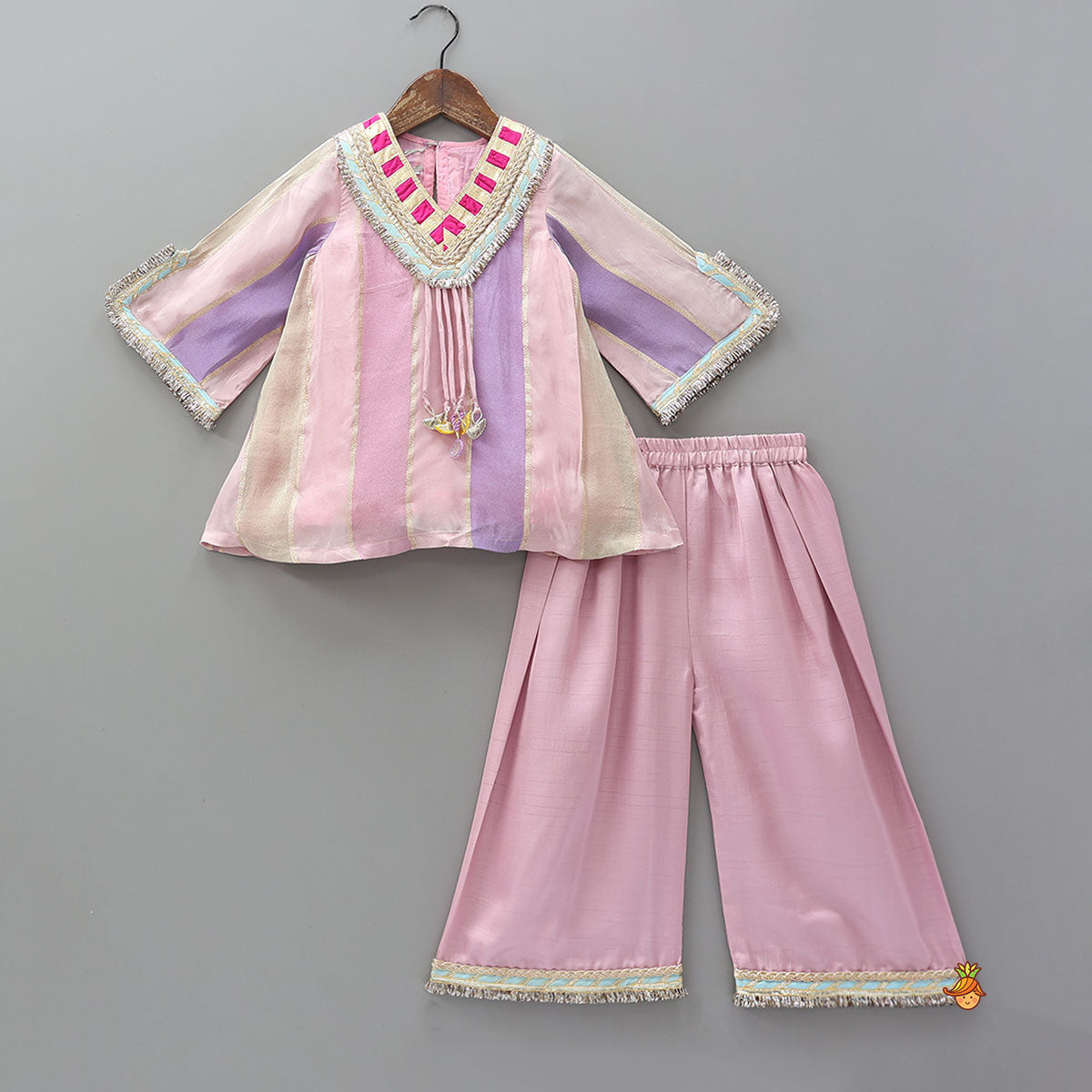 Lace Detailed A-Line Kurta With Farshi Salwar