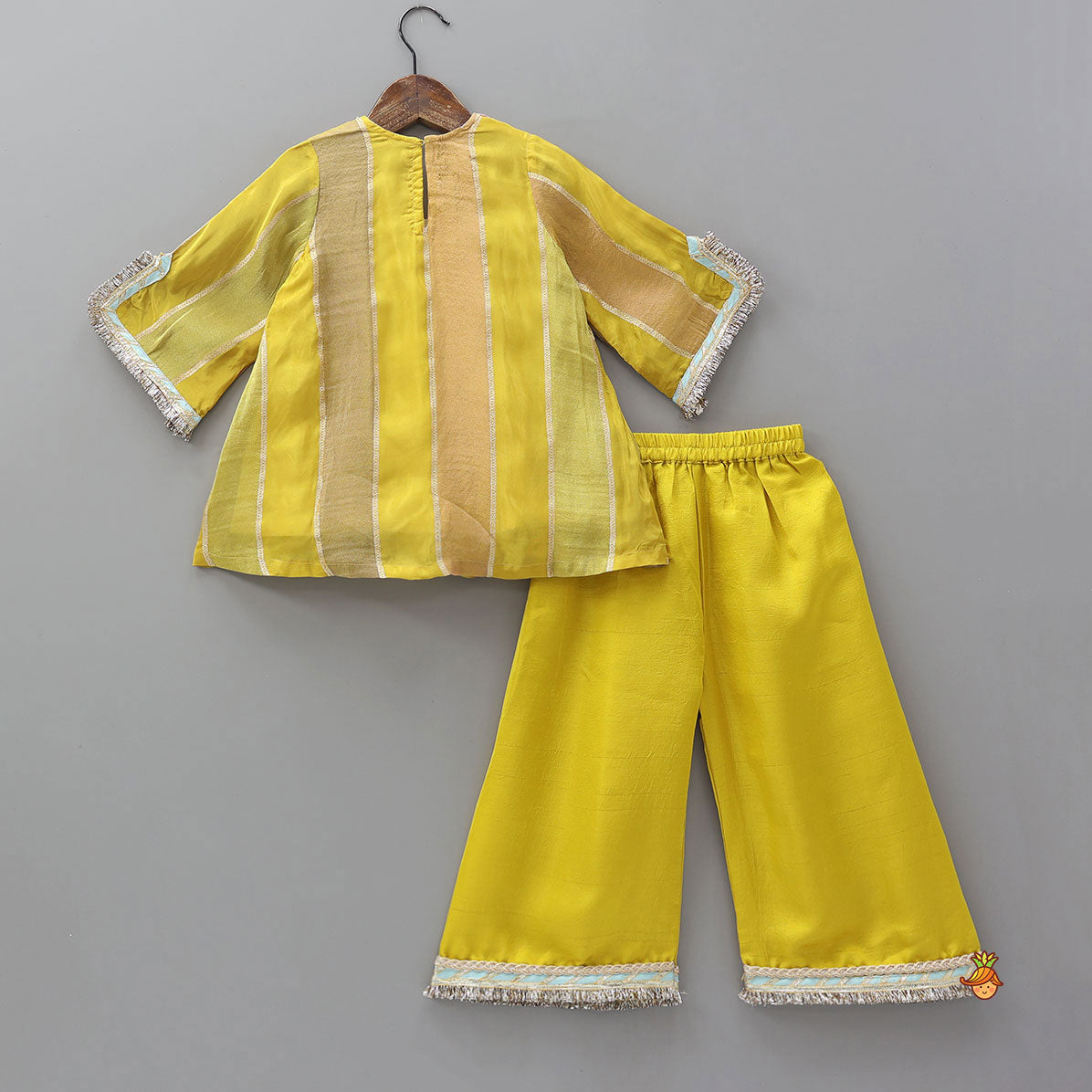 Striped A-Line Kurta With Tassel Details And Palazzo