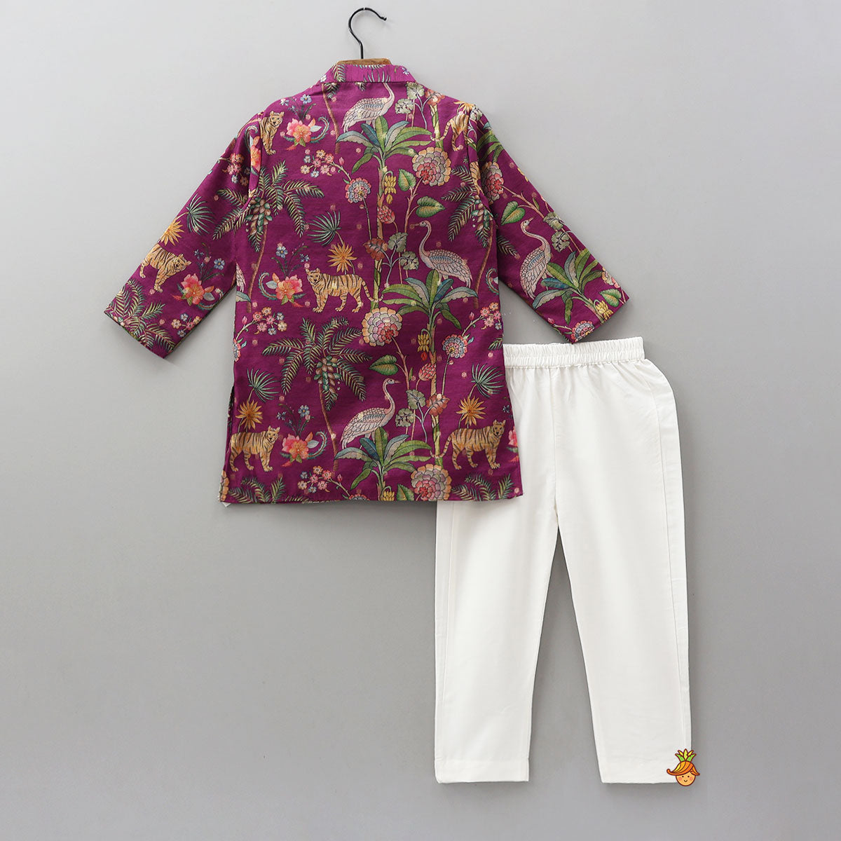 Jungle Printed Jacket Style Kurta With Pyjama